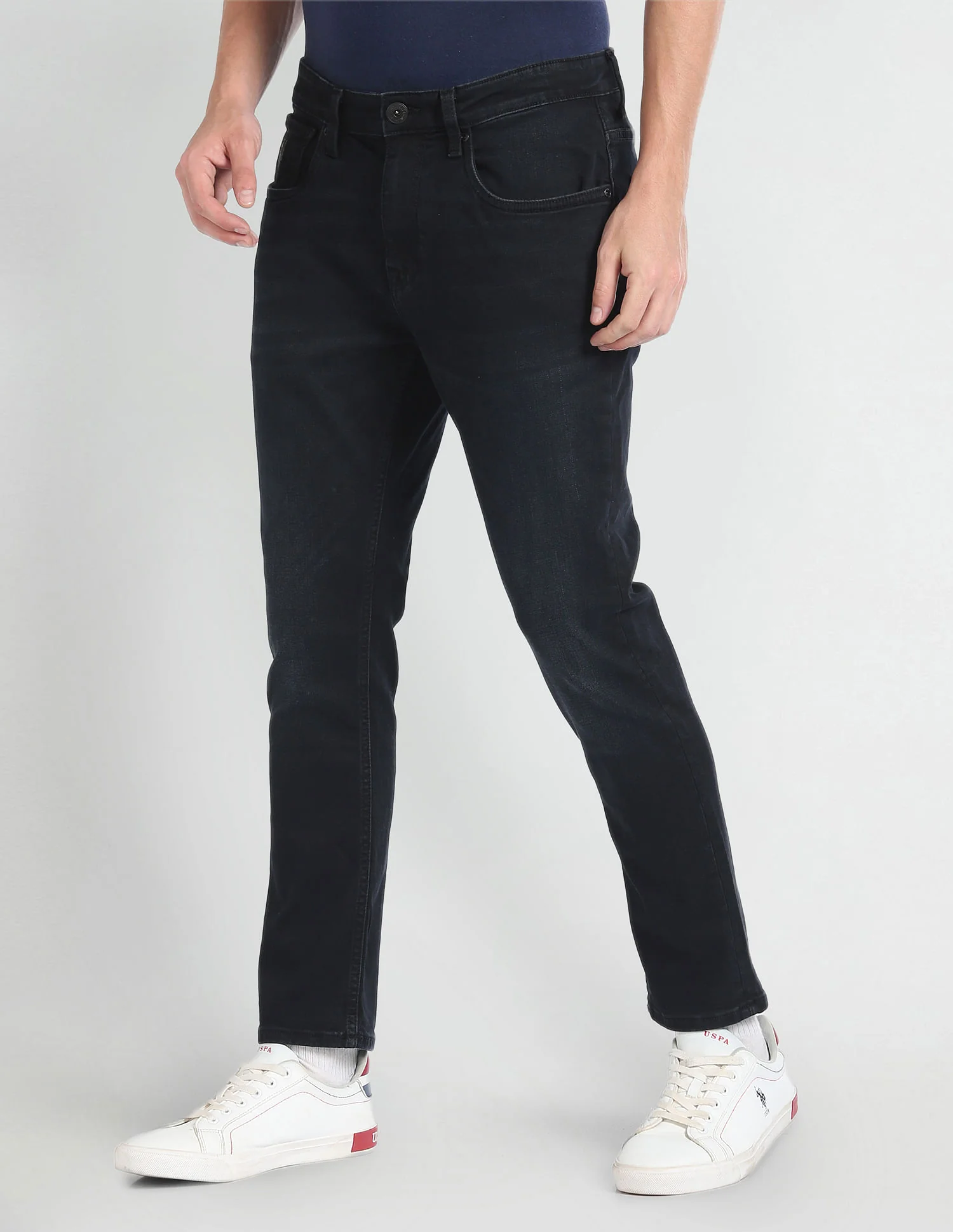 Henry Cropped Tapered Fit Blue Jeans - Image 4