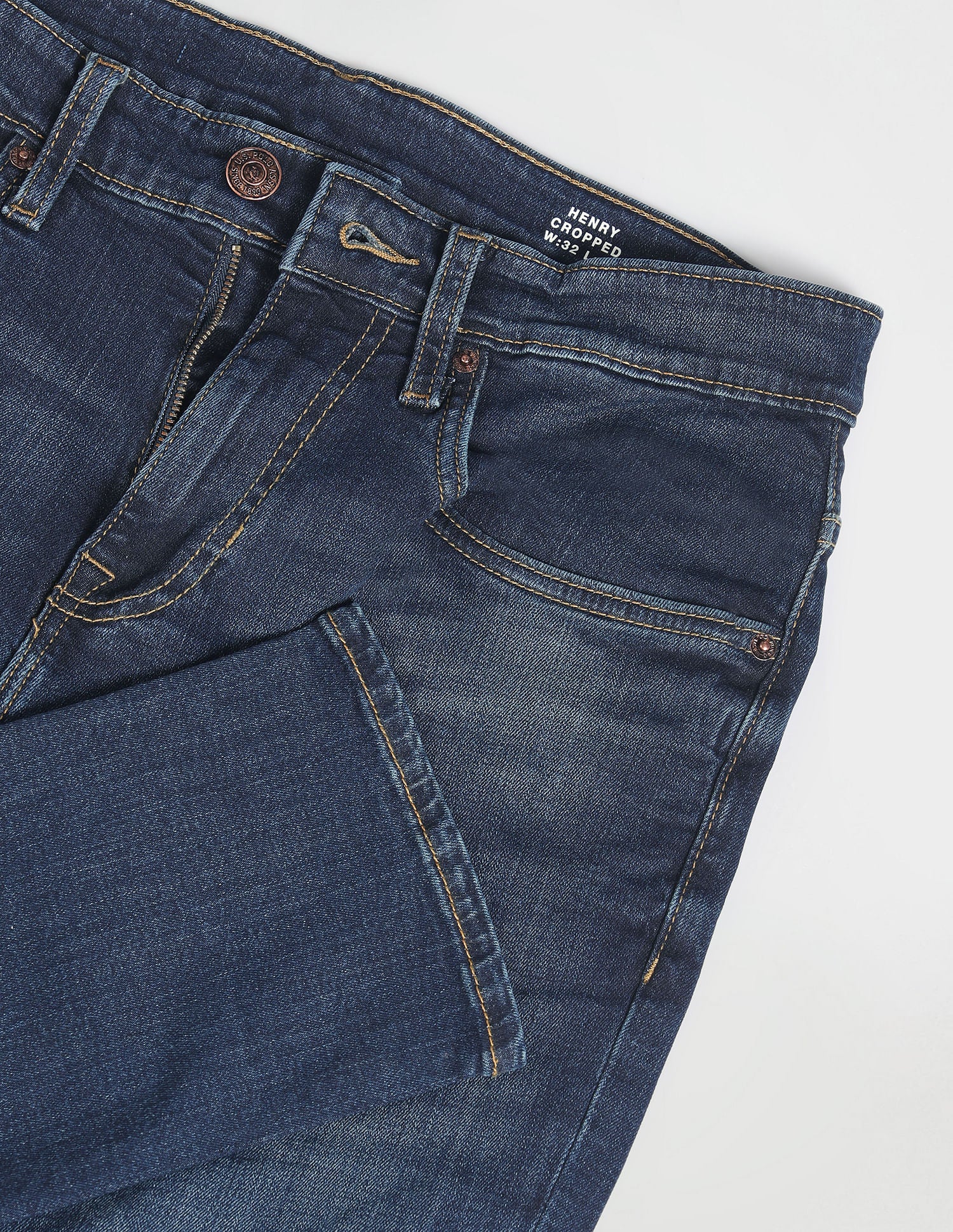 Henry Cropped Tapered Fit Blue Jeans - Image 2
