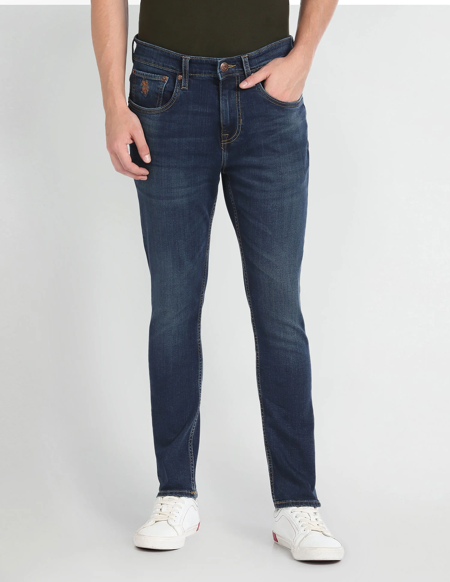 Henry Cropped Tapered Fit Blue Jeans - Image 6