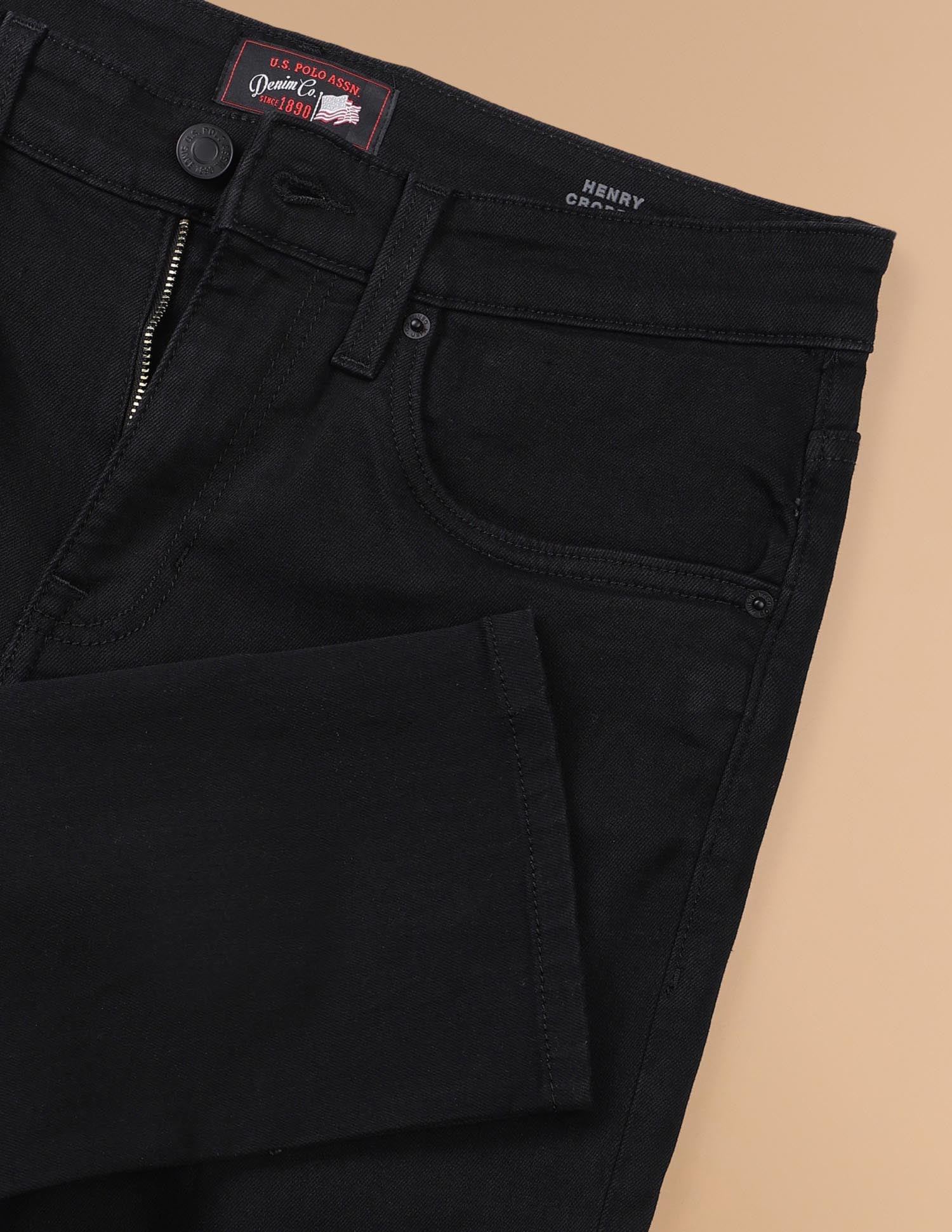 Henry Tapered Cropped Fit Black Jeans - Image 2