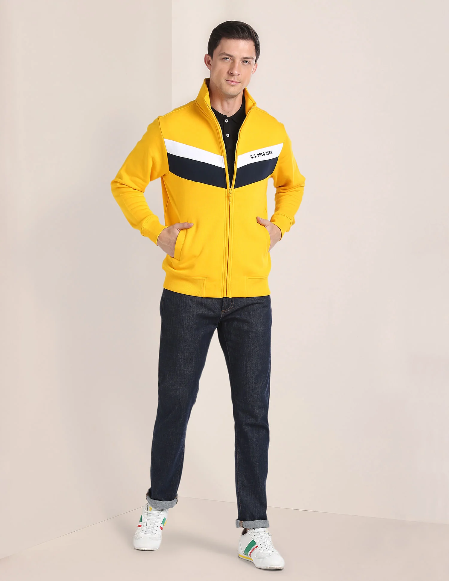 High Neck Brand Striped Sweatshirt - Image 3