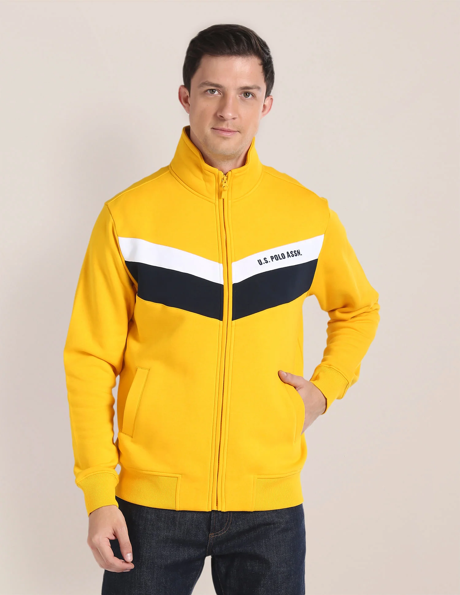 High Neck Brand Striped Sweatshirt - Image 6