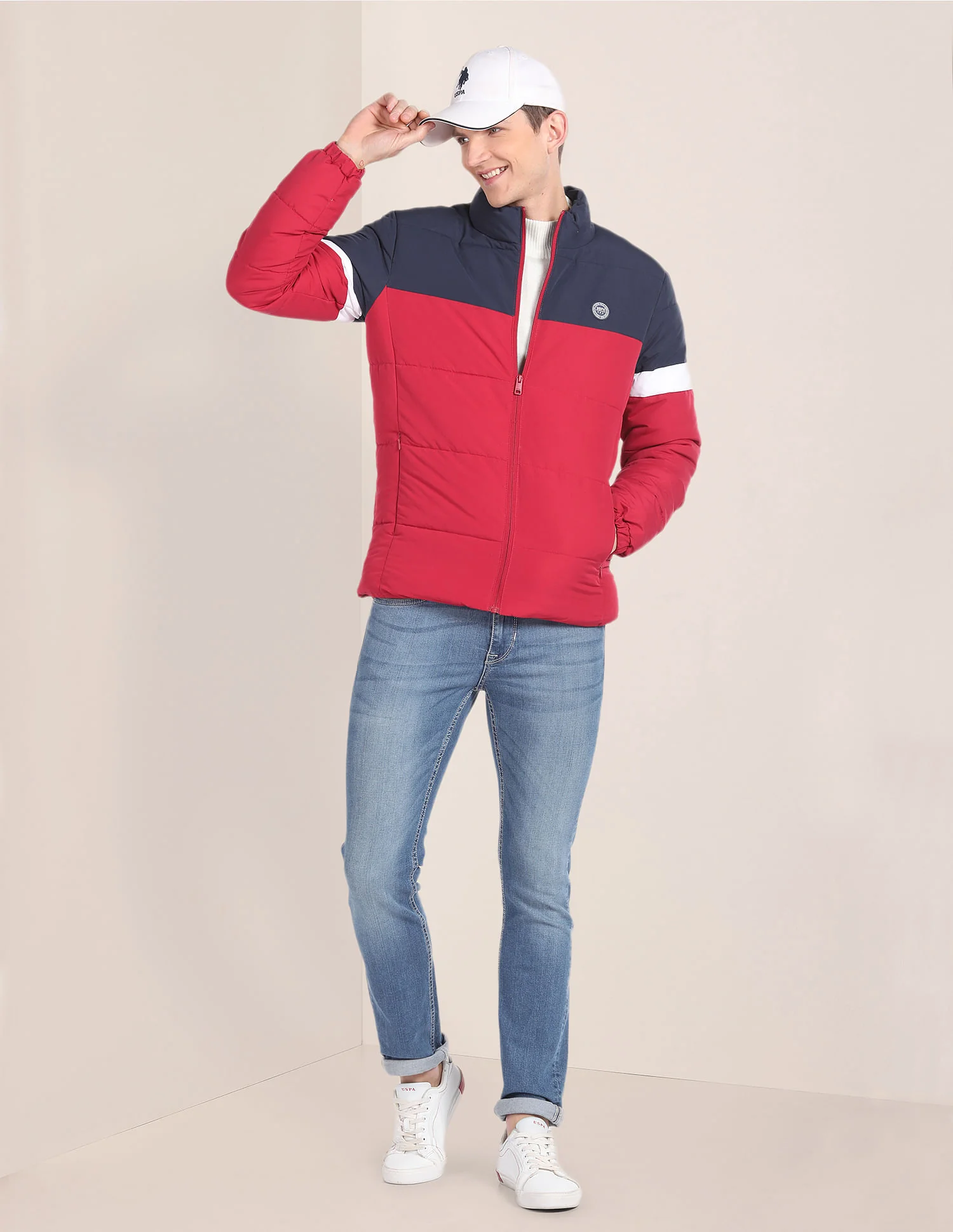 High Neck Colour Block Jacket - Image 3