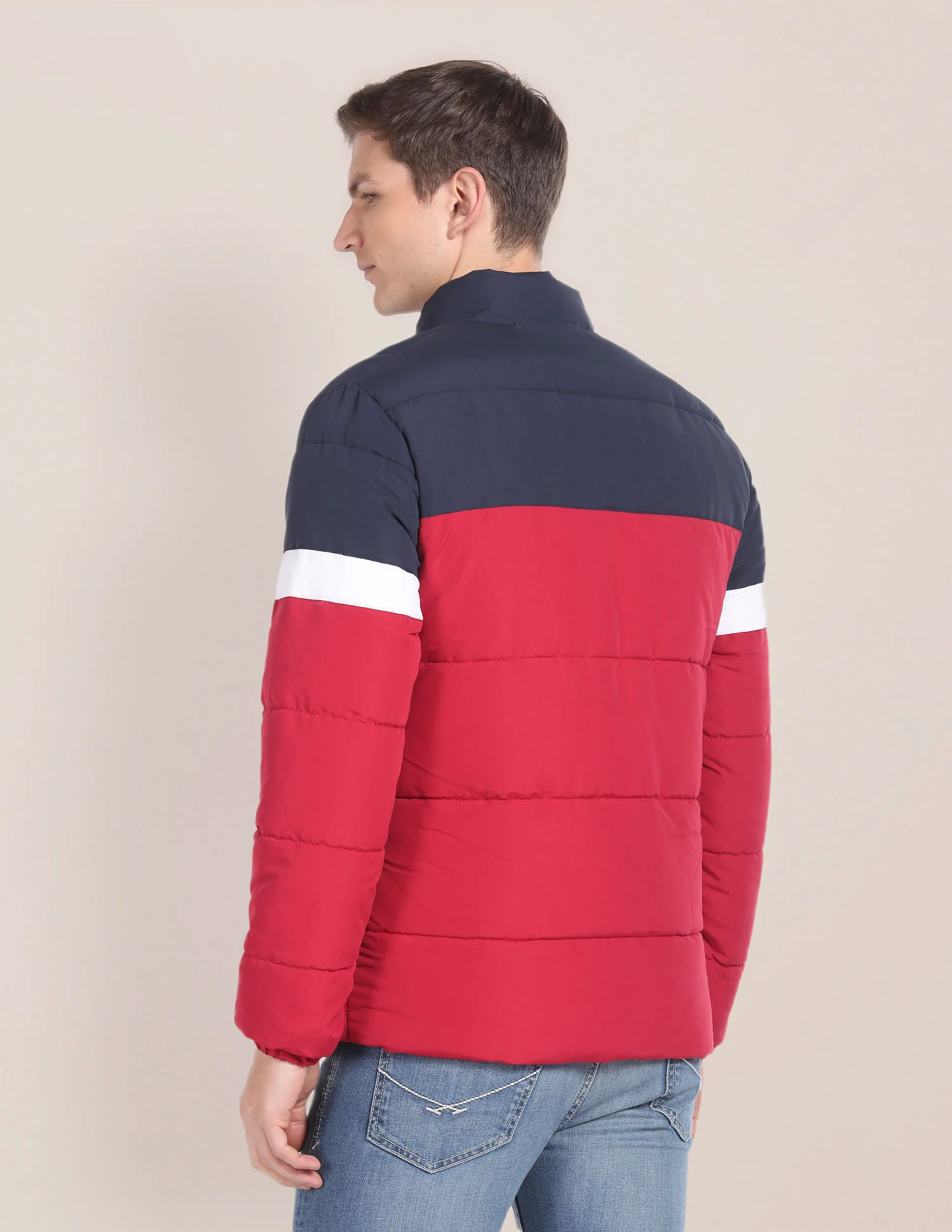 High Neck Colour Block Jacket - Image 5