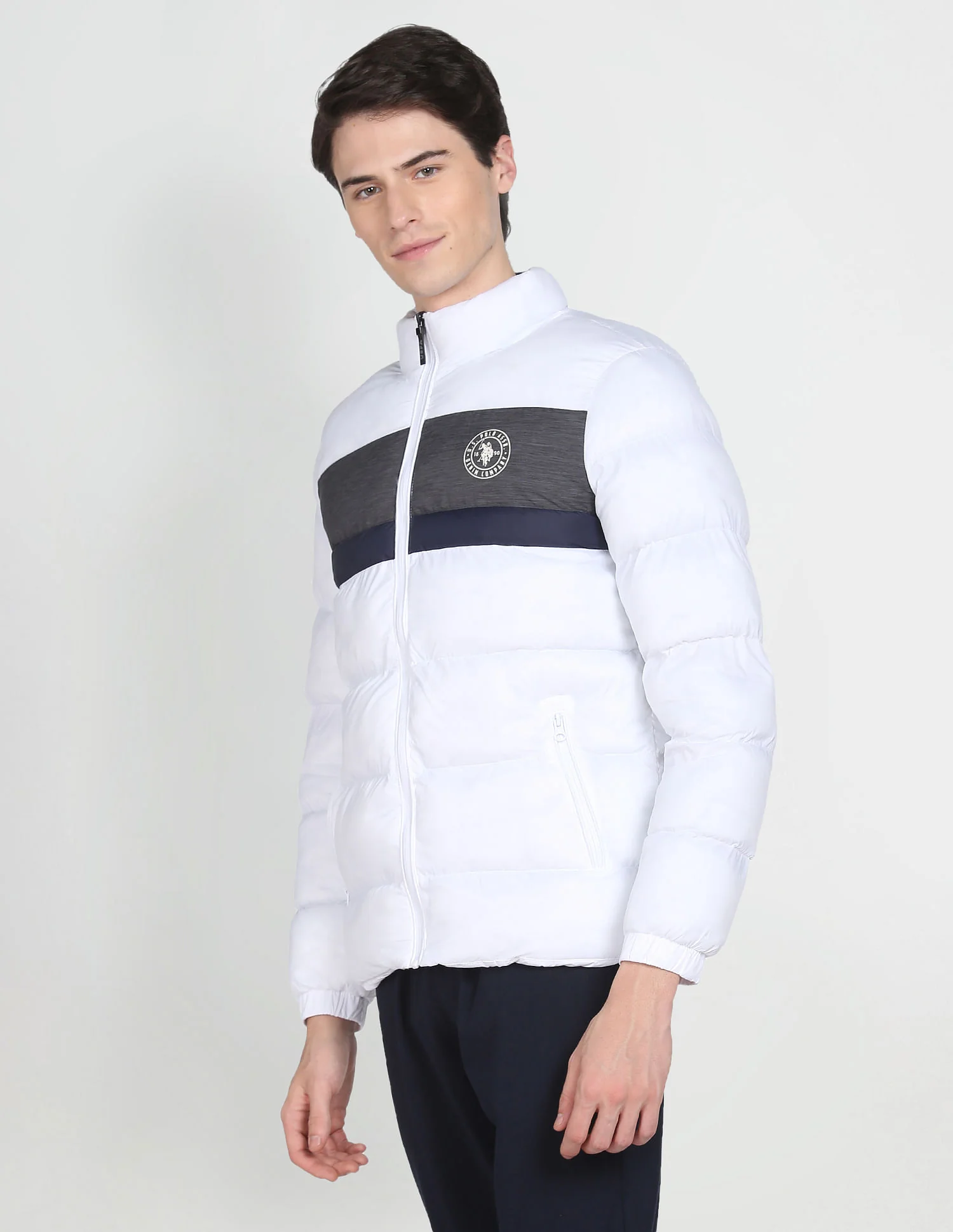 High Neck Colour Block Puffer Jacket