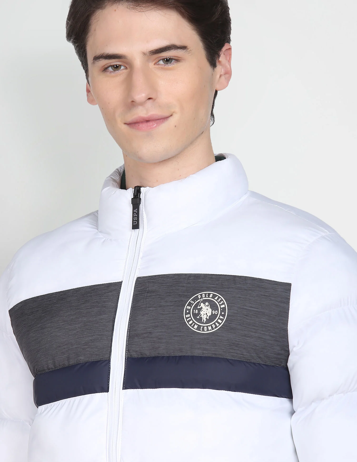 High Neck Colour Block Puffer Jacket - Image 7