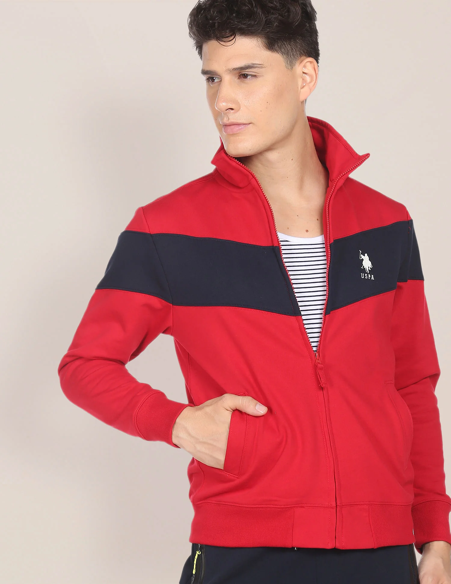 High Neck Colour Block Sweatshirt - Image 6