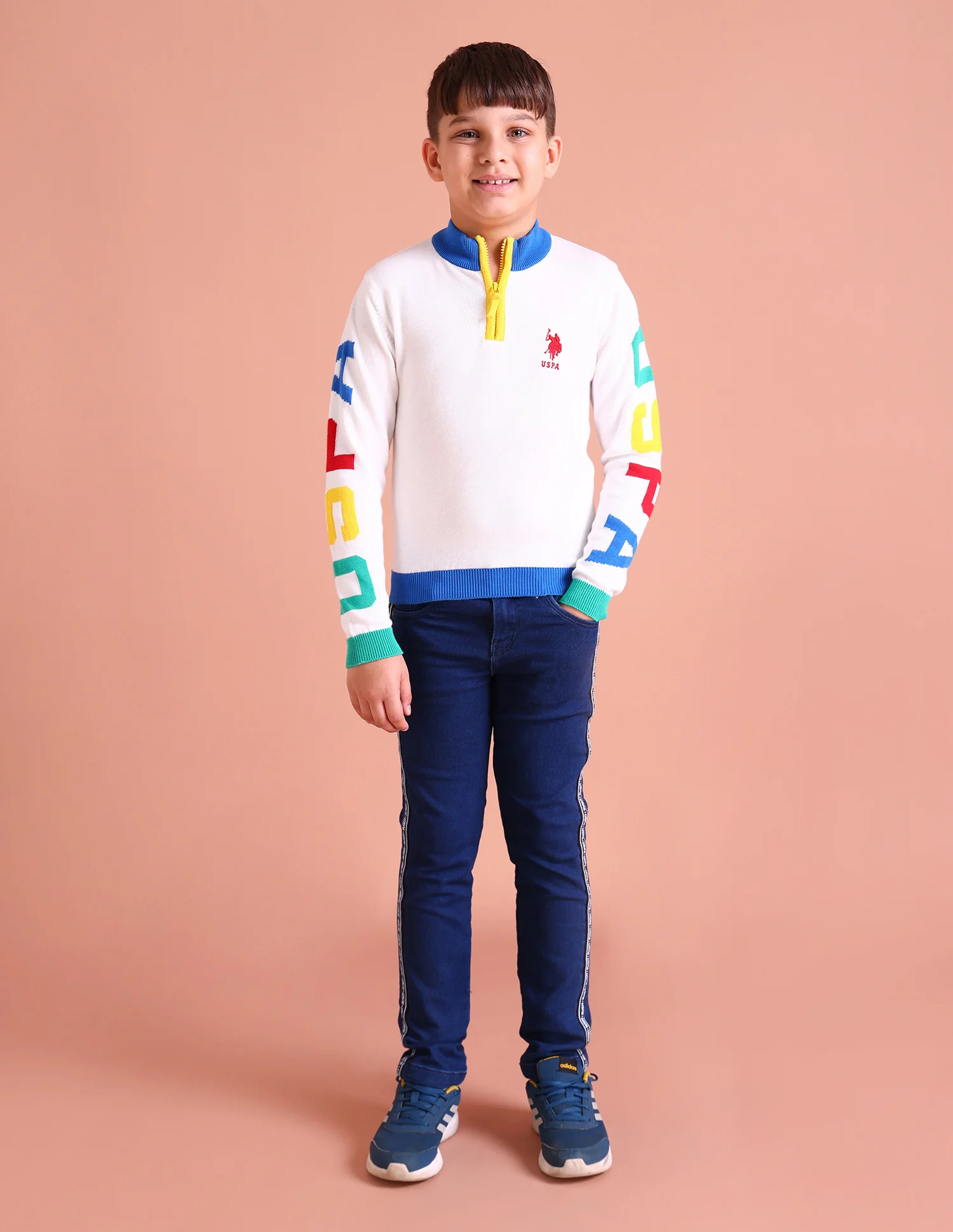 High Neck Logo Colour Block Sweater - Image 3