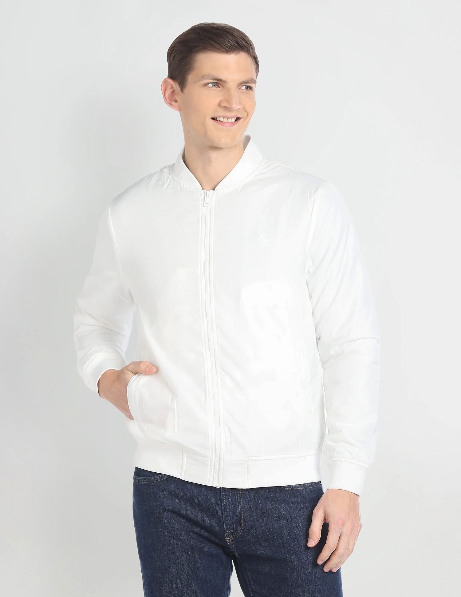 High Neck Long Sleeve Bomber Jacket - Image 6