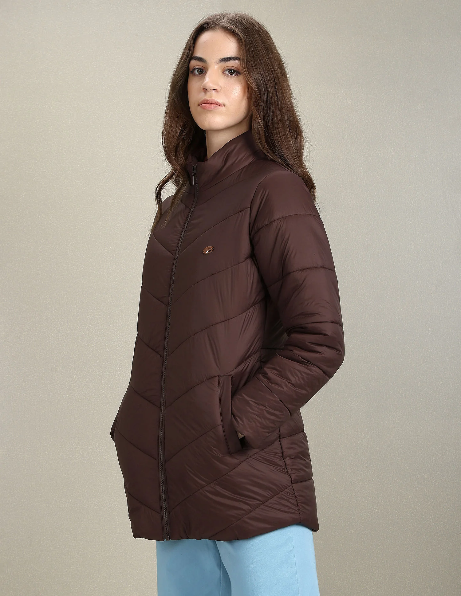 High Neck Longline Puffer Jacket - Image 4