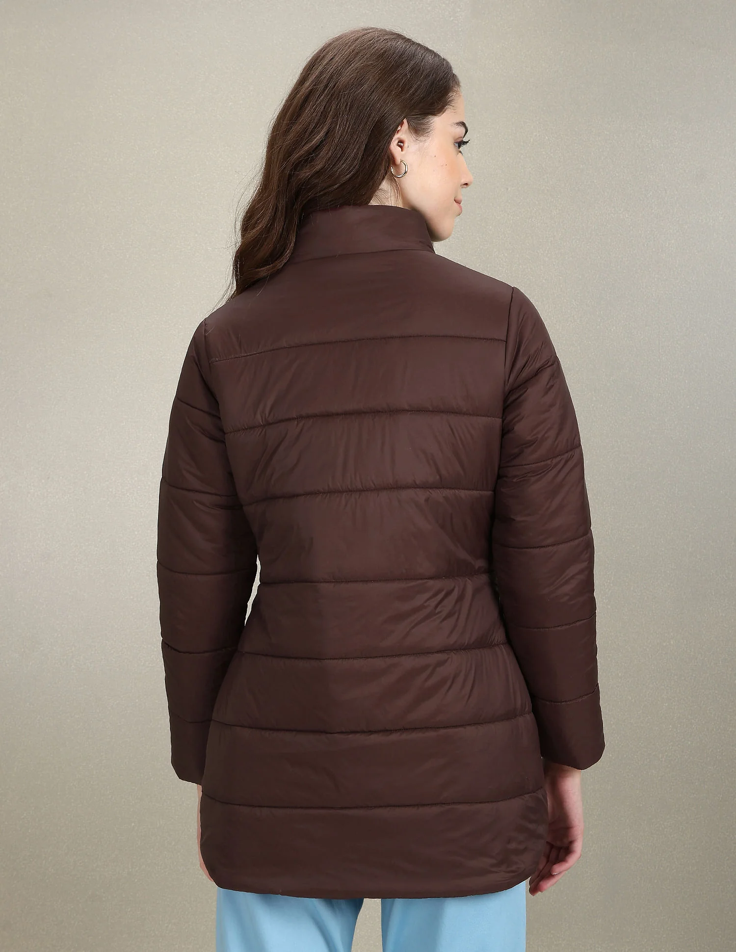 High Neck Longline Puffer Jacket - Image 5