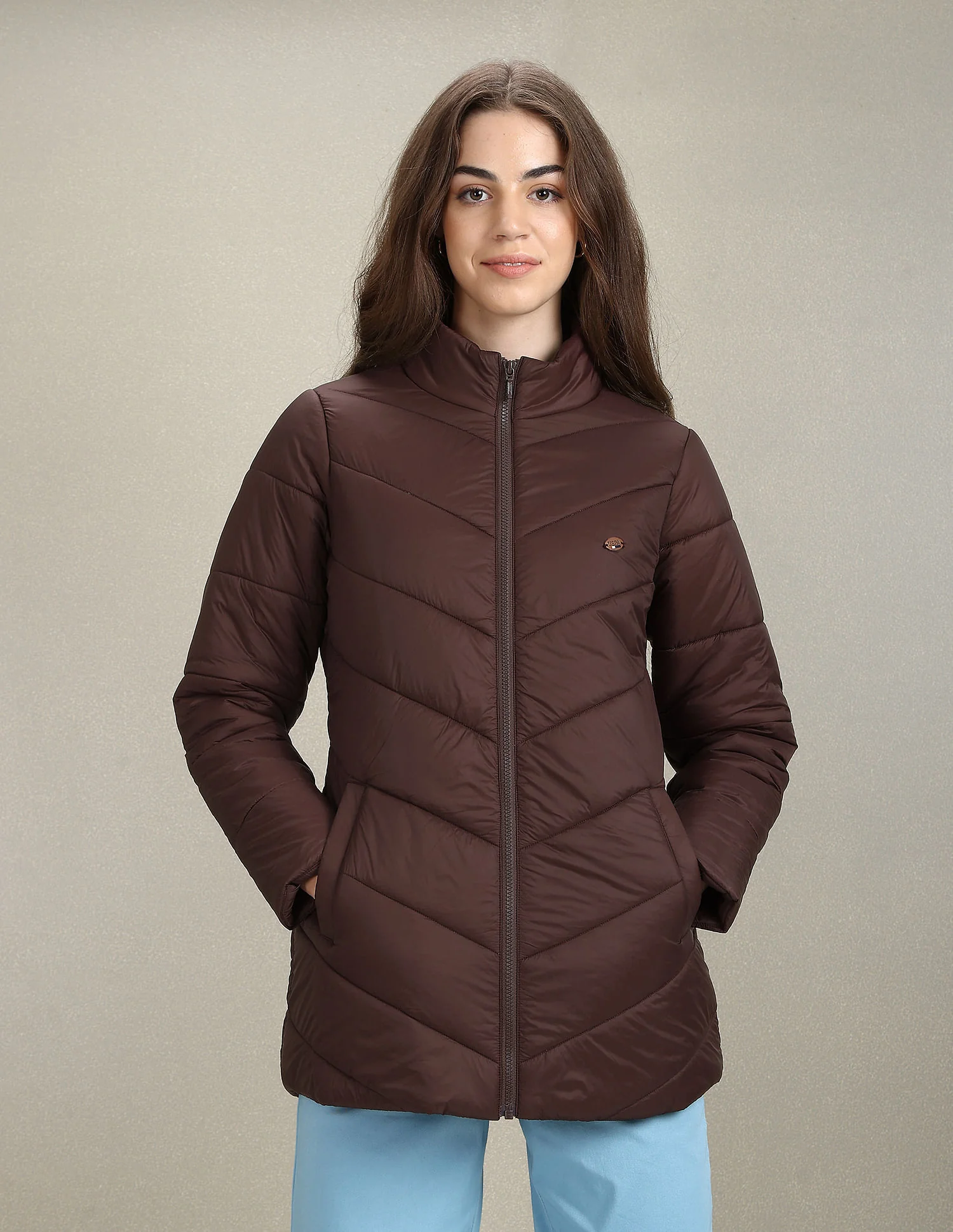 High Neck Longline Puffer Jacket - Image 6