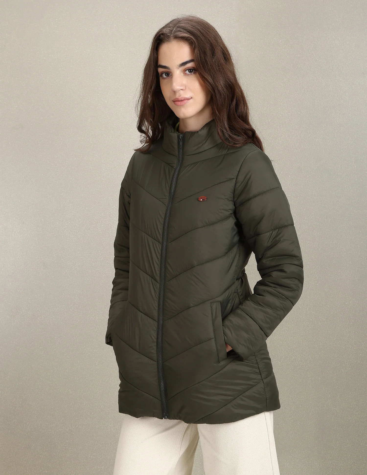 High Neck Longline Puffer Jacket - Image 4