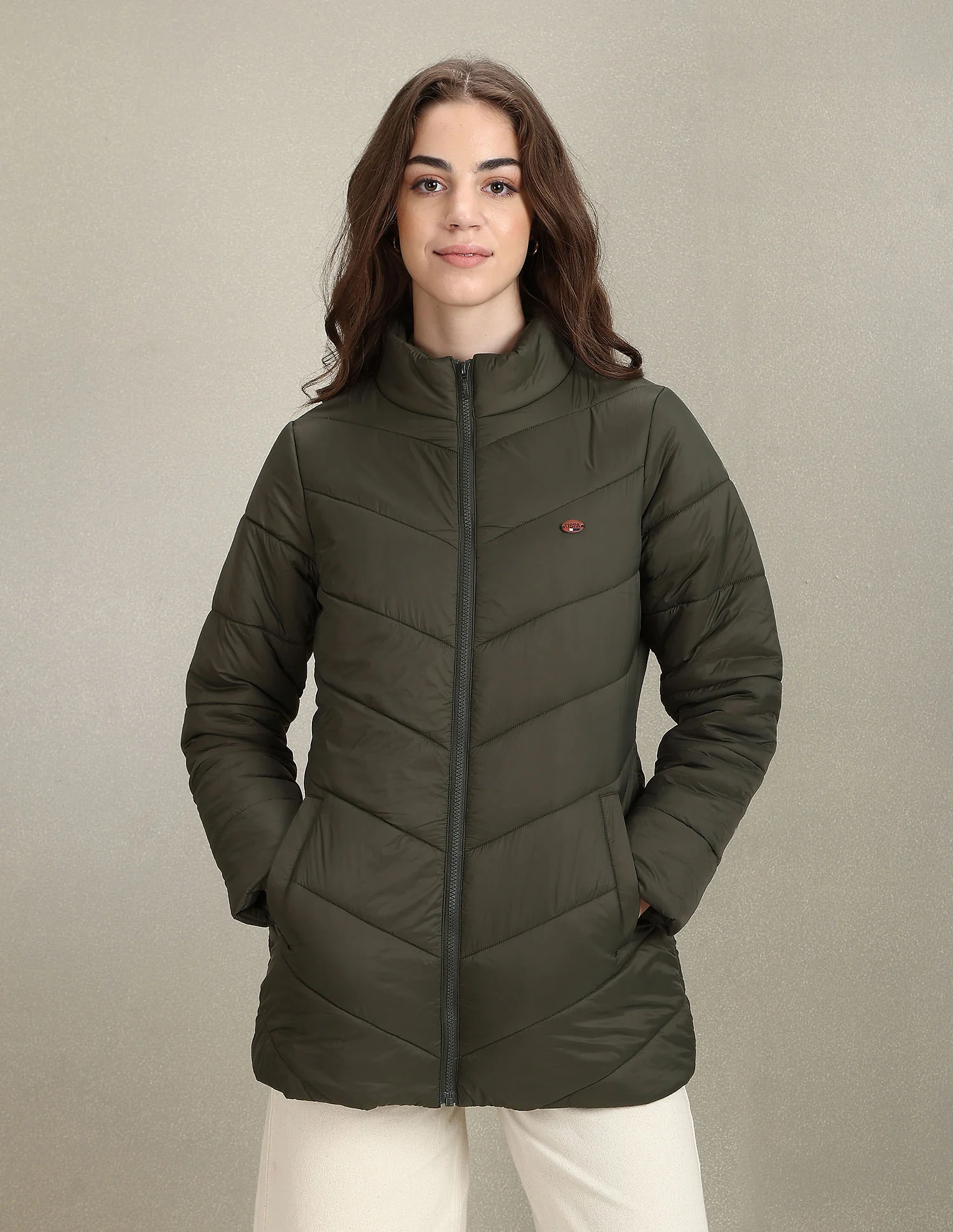 High Neck Longline Puffer Jacket - Image 6