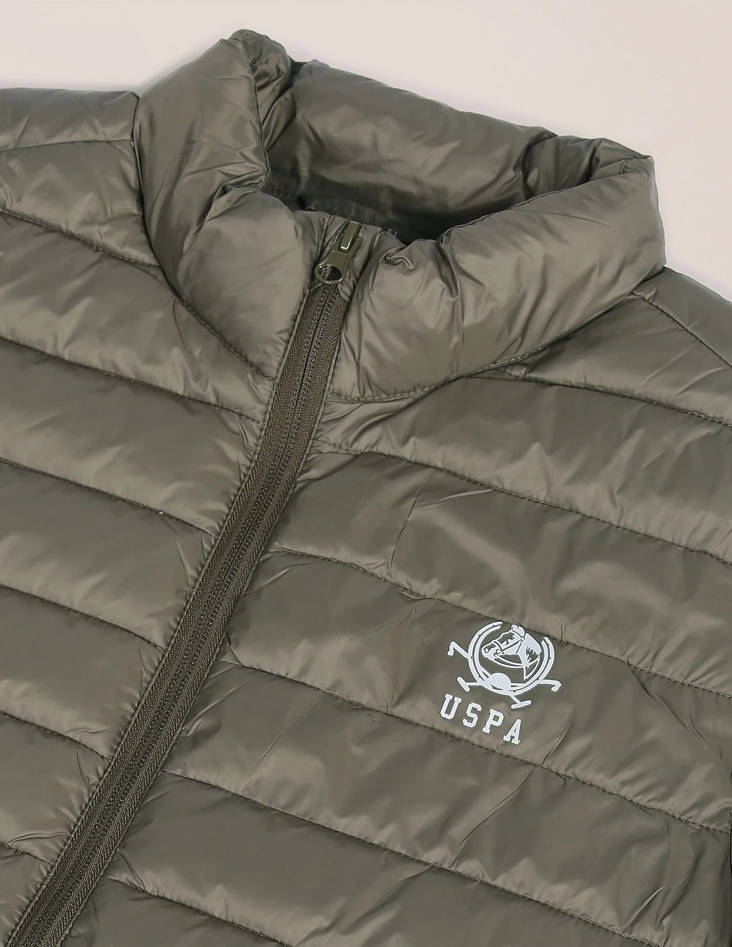 High Neck Nylon Solid Puffer Jacket - Image 2