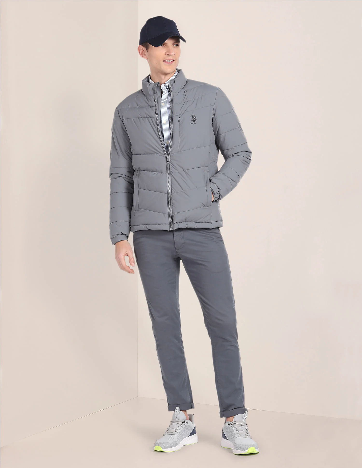 High Neck Quilted Jacket - Image 3