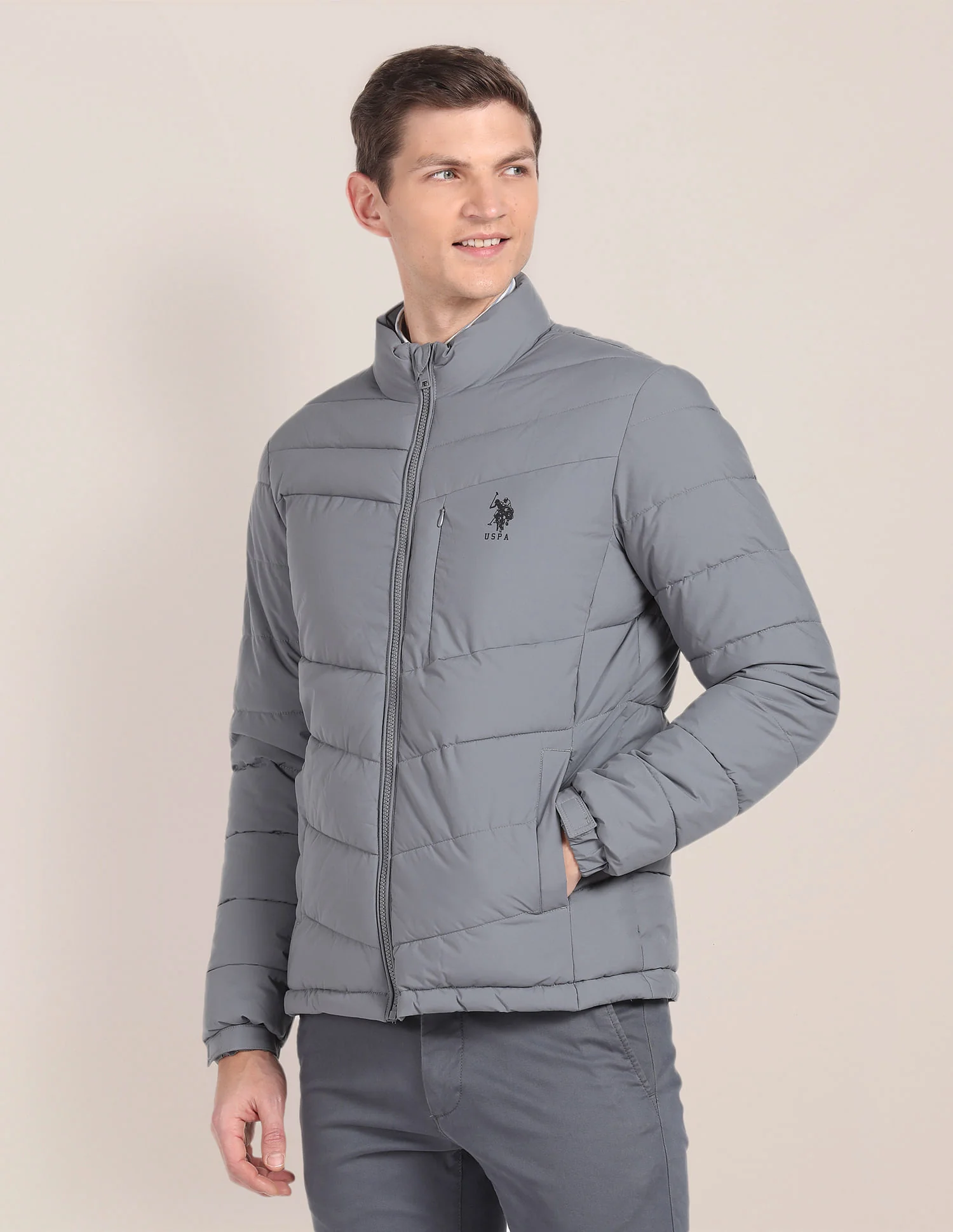 High Neck Quilted Jacket - Image 4