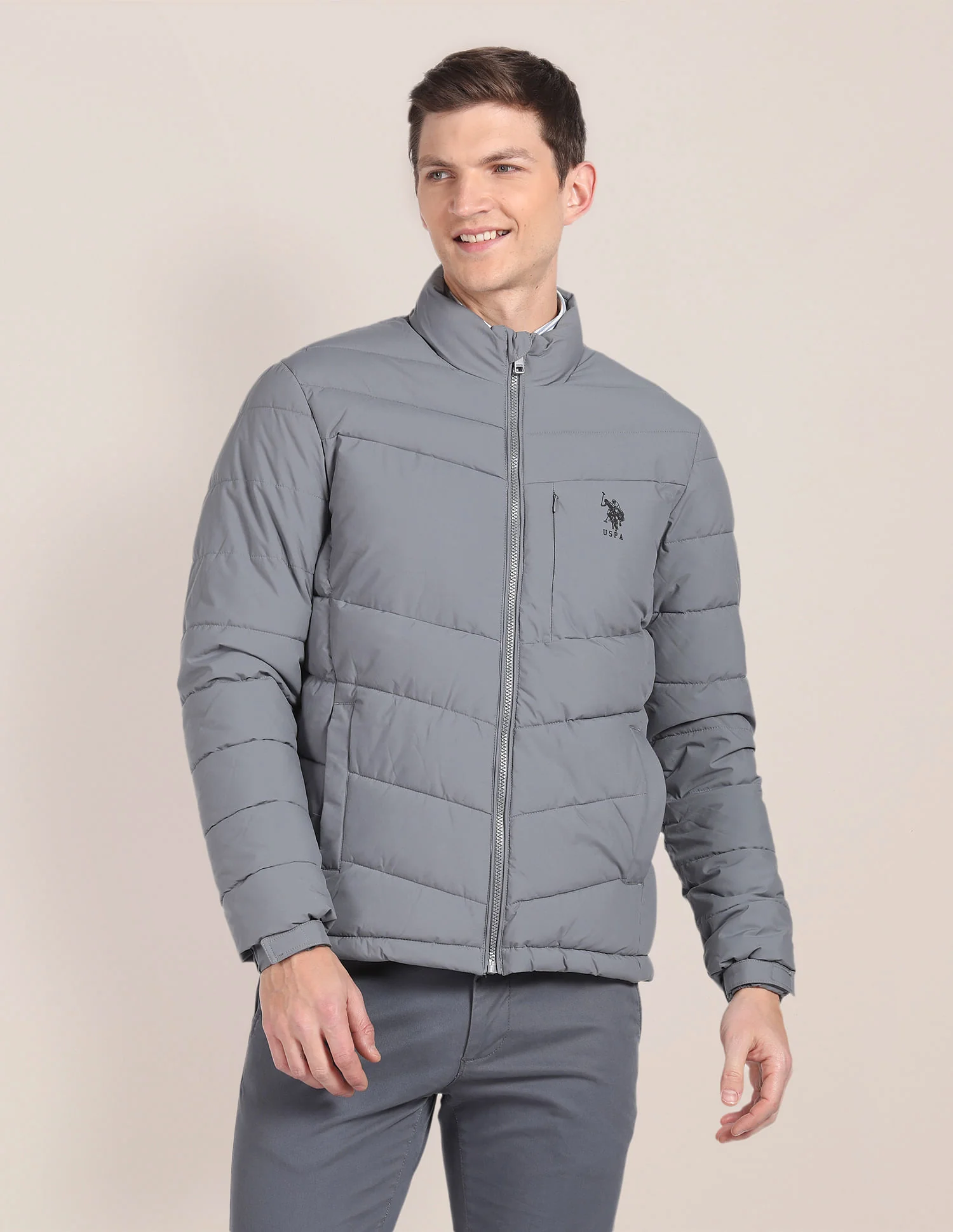 High Neck Quilted Jacket - Image 6
