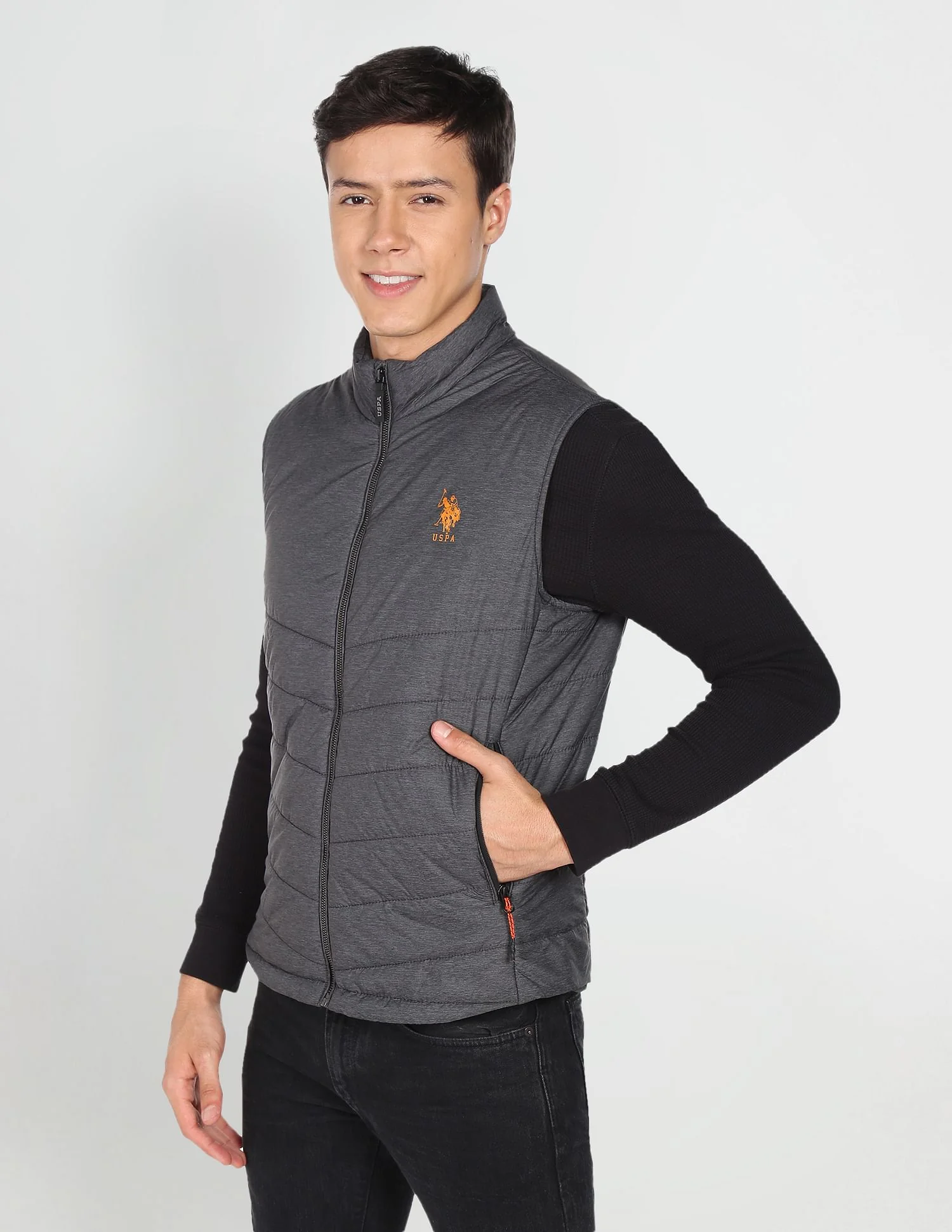 High Neck Sleeveless Solid Padded Jacket - Image 4