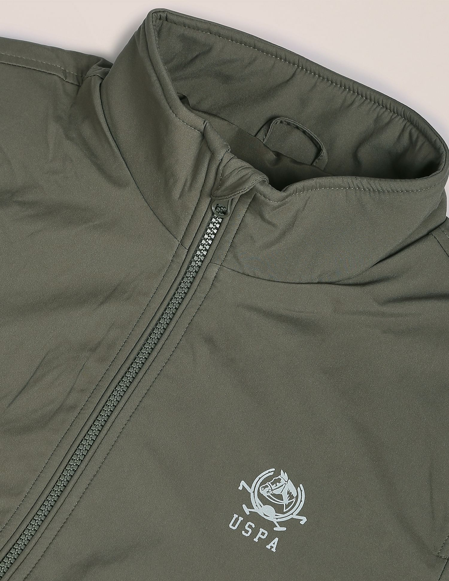 High Neck Solid Polyester Jacket - Image 2