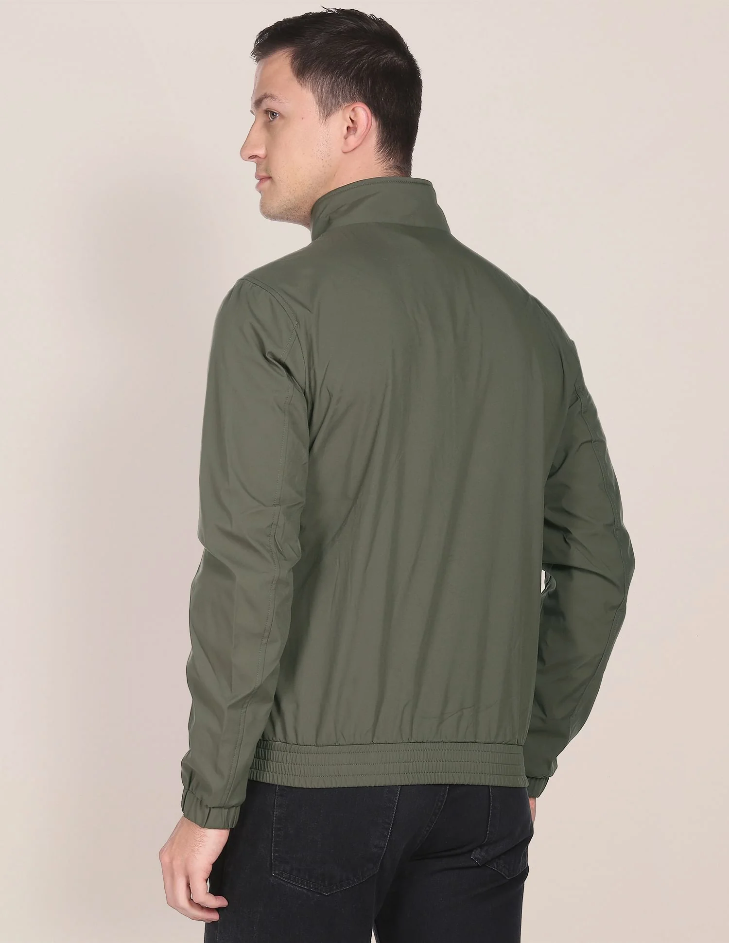 High Neck Solid Polyester Jacket - Image 5