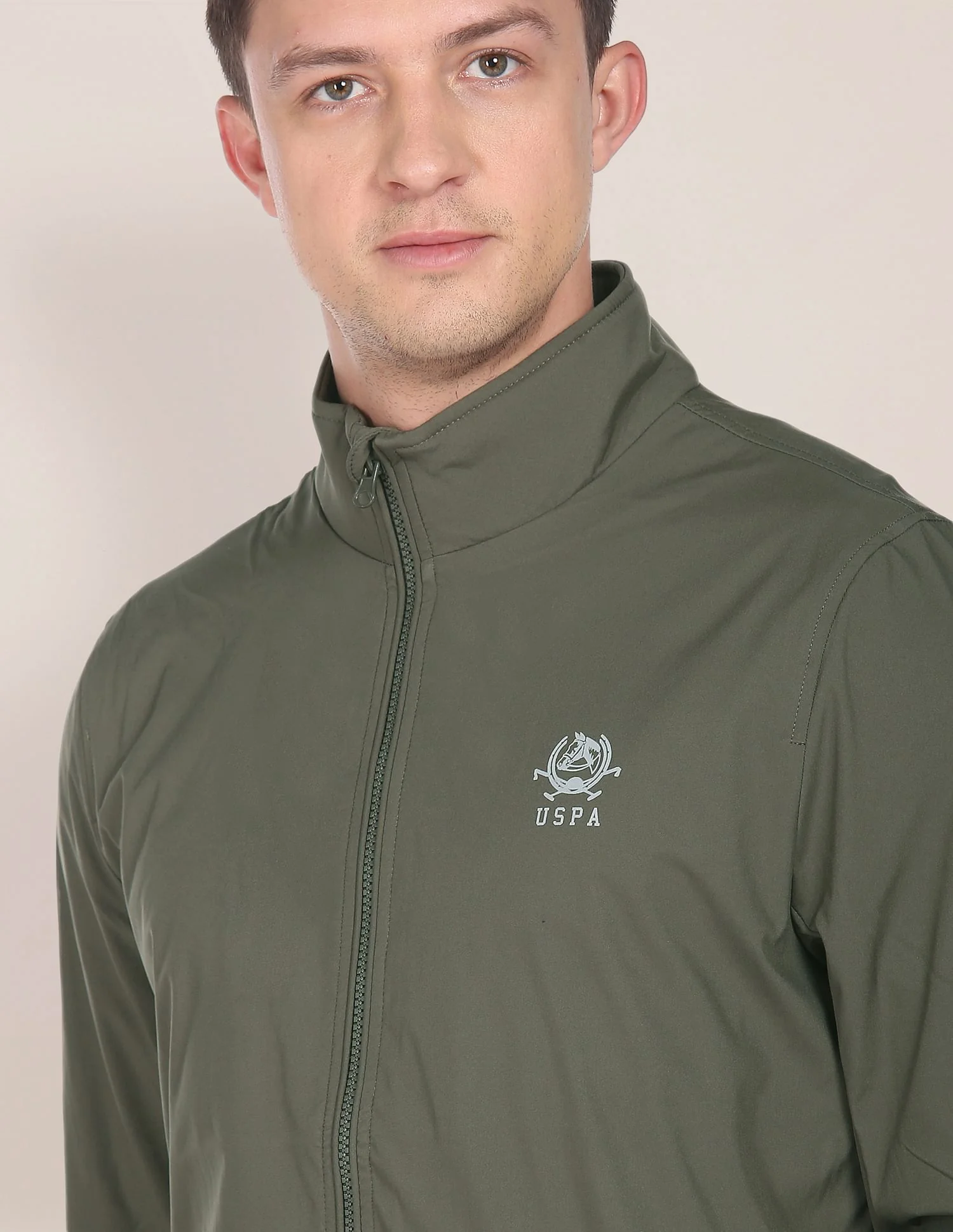 High Neck Solid Polyester Jacket - Image 6