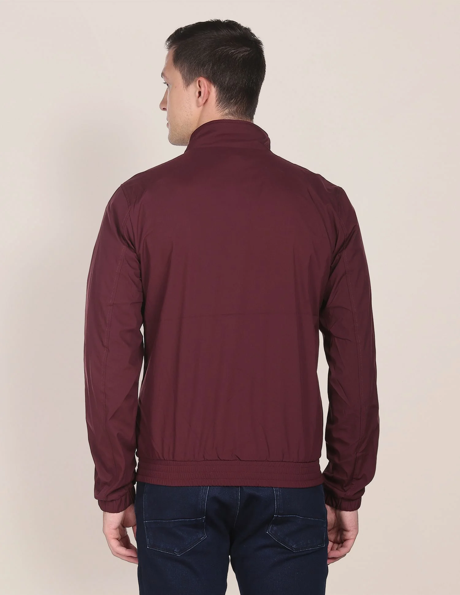 High Neck Solid Polyester Jacket - Image 5