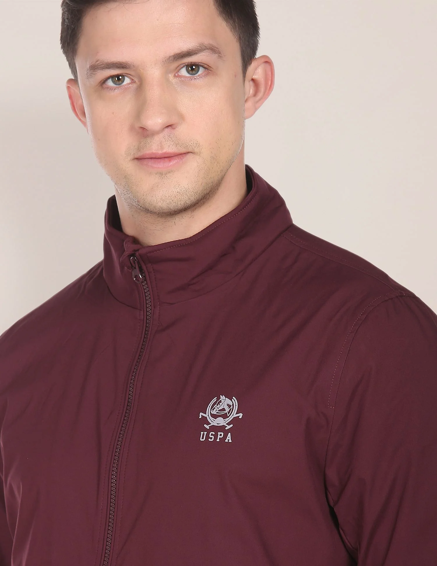 High Neck Solid Polyester Jacket - Image 6