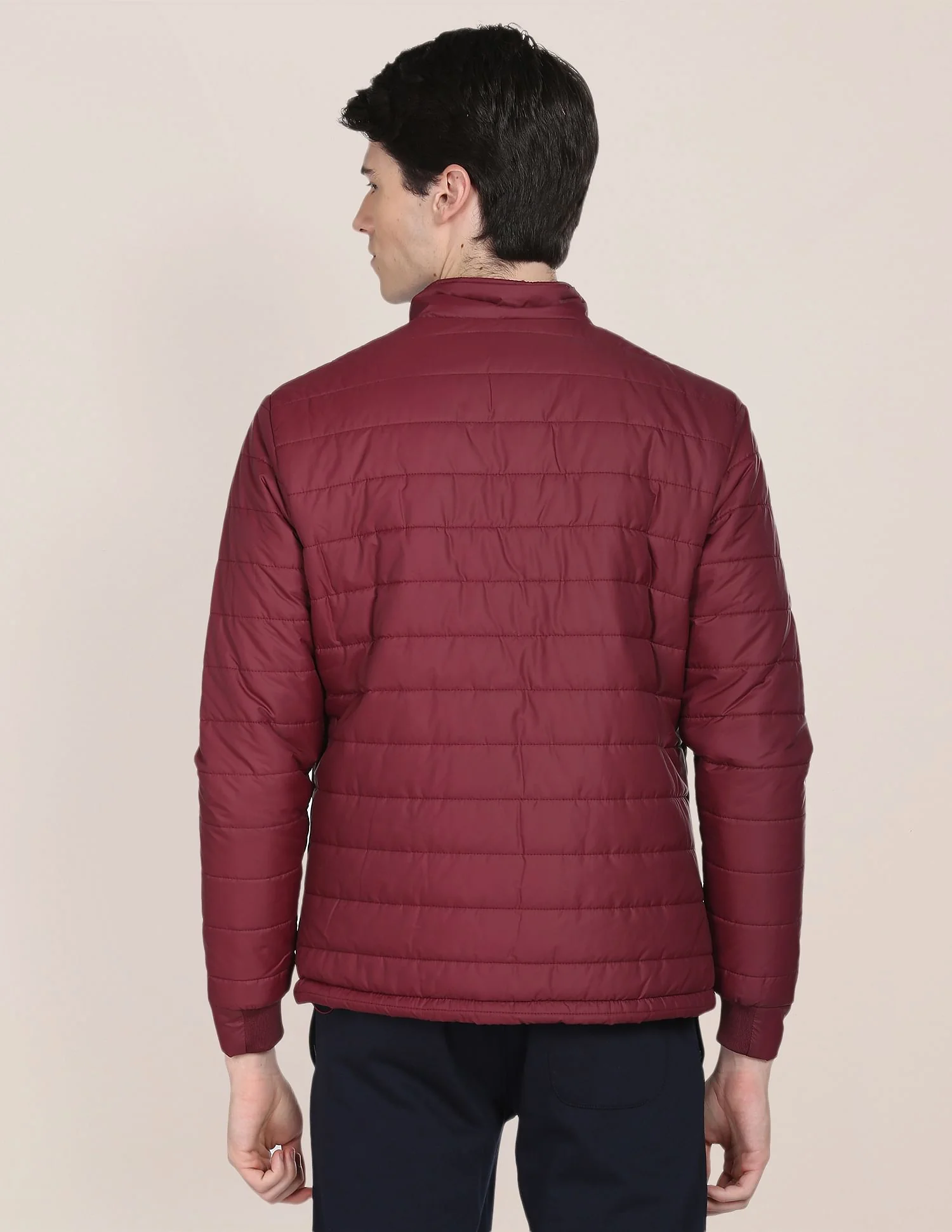 High Neck Solid Polyester Padded Jacket - Image 5