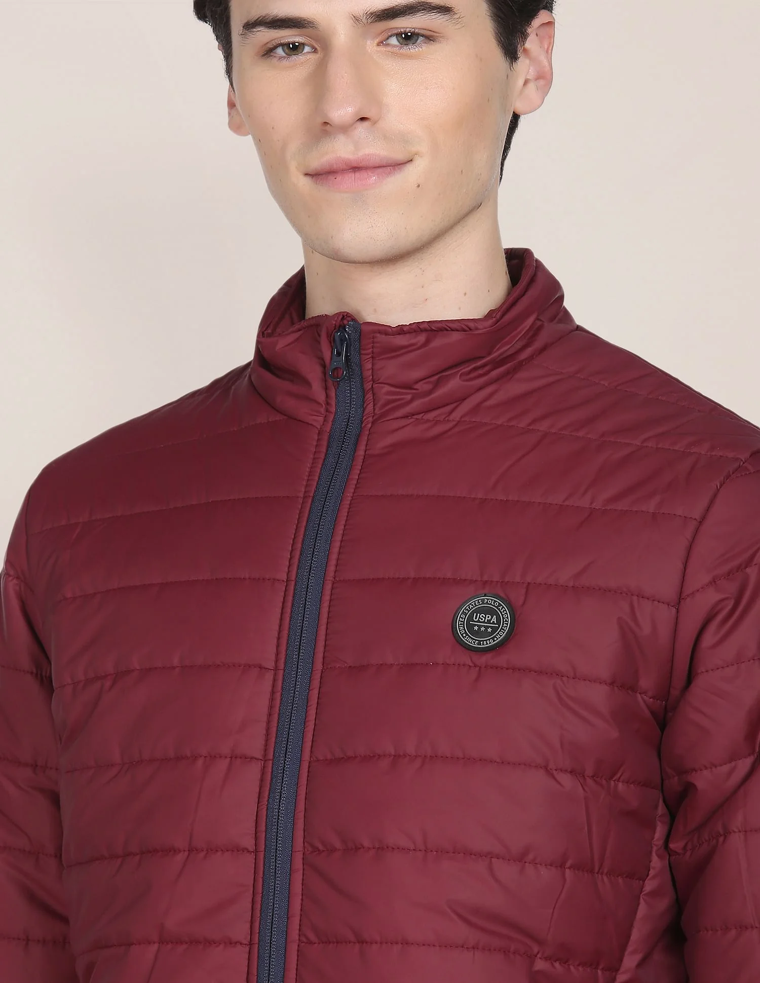 High Neck Solid Polyester Padded Jacket - Image 6