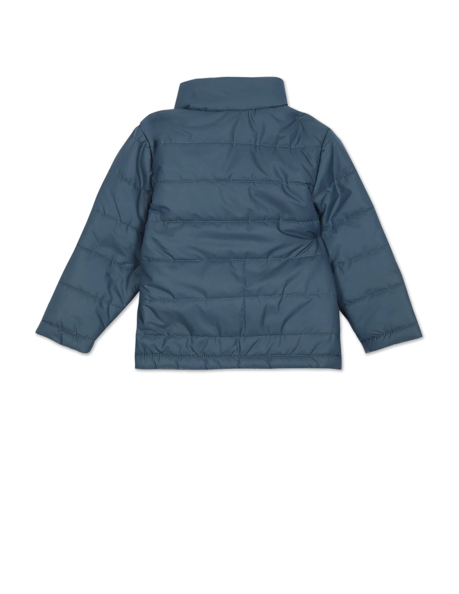 High Neck Solid Quilted Jacket - Image 2