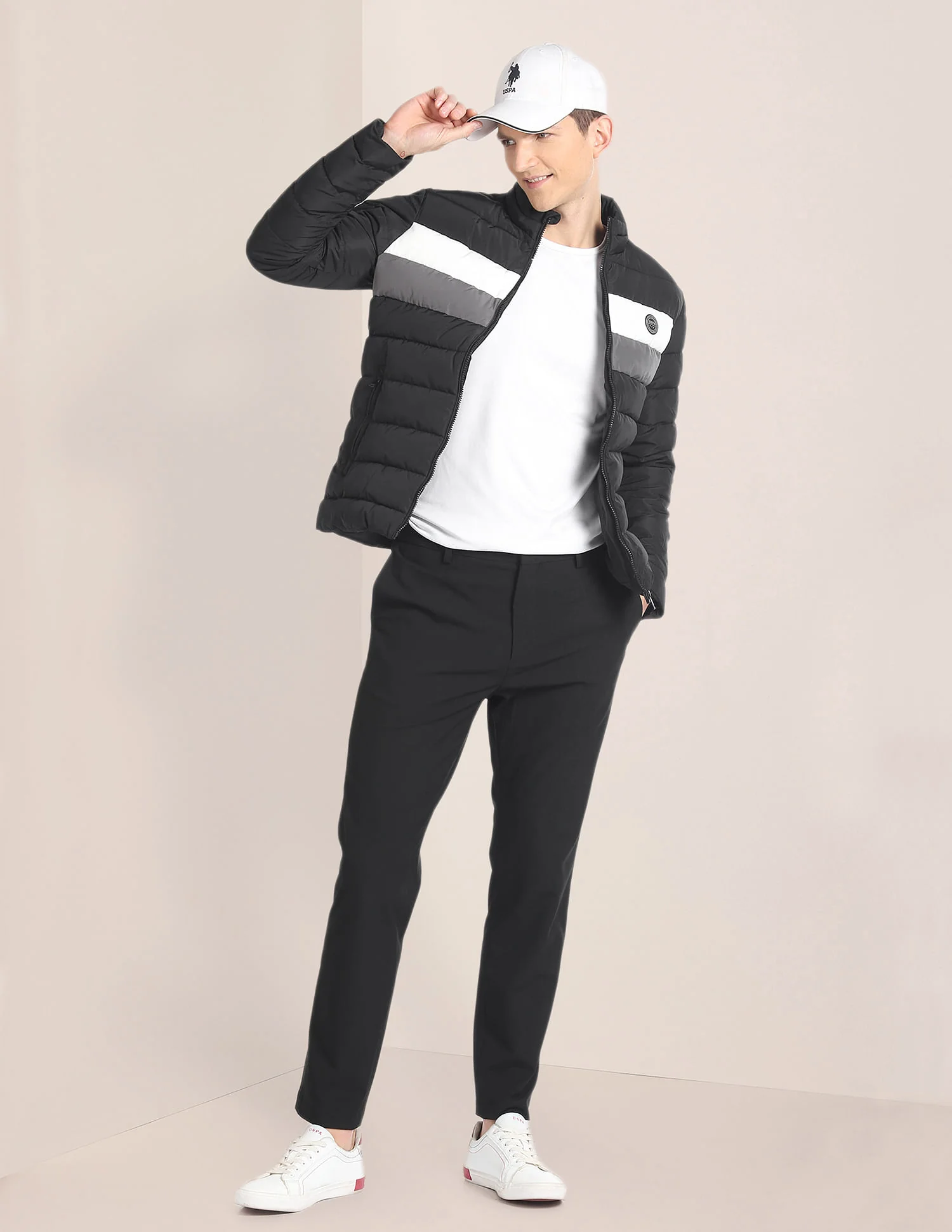 High Neck Striped Puffer Jacket - Image 3