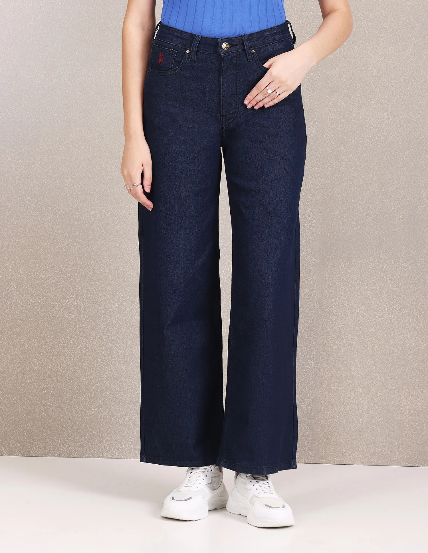High Rise Rinsed Wide Leg Jeans - Image 6