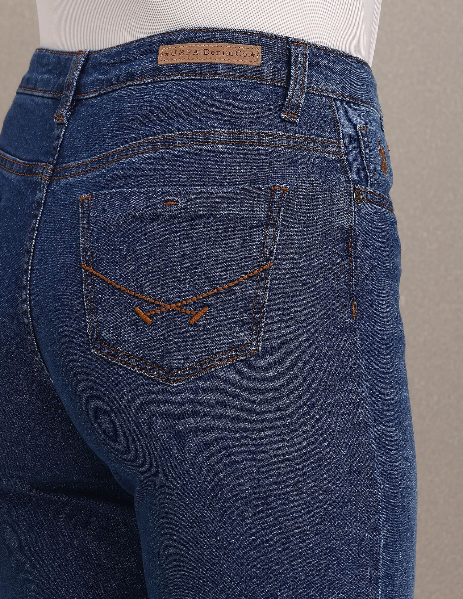 High Rise Stone Wash Flared Jeans - Image 7