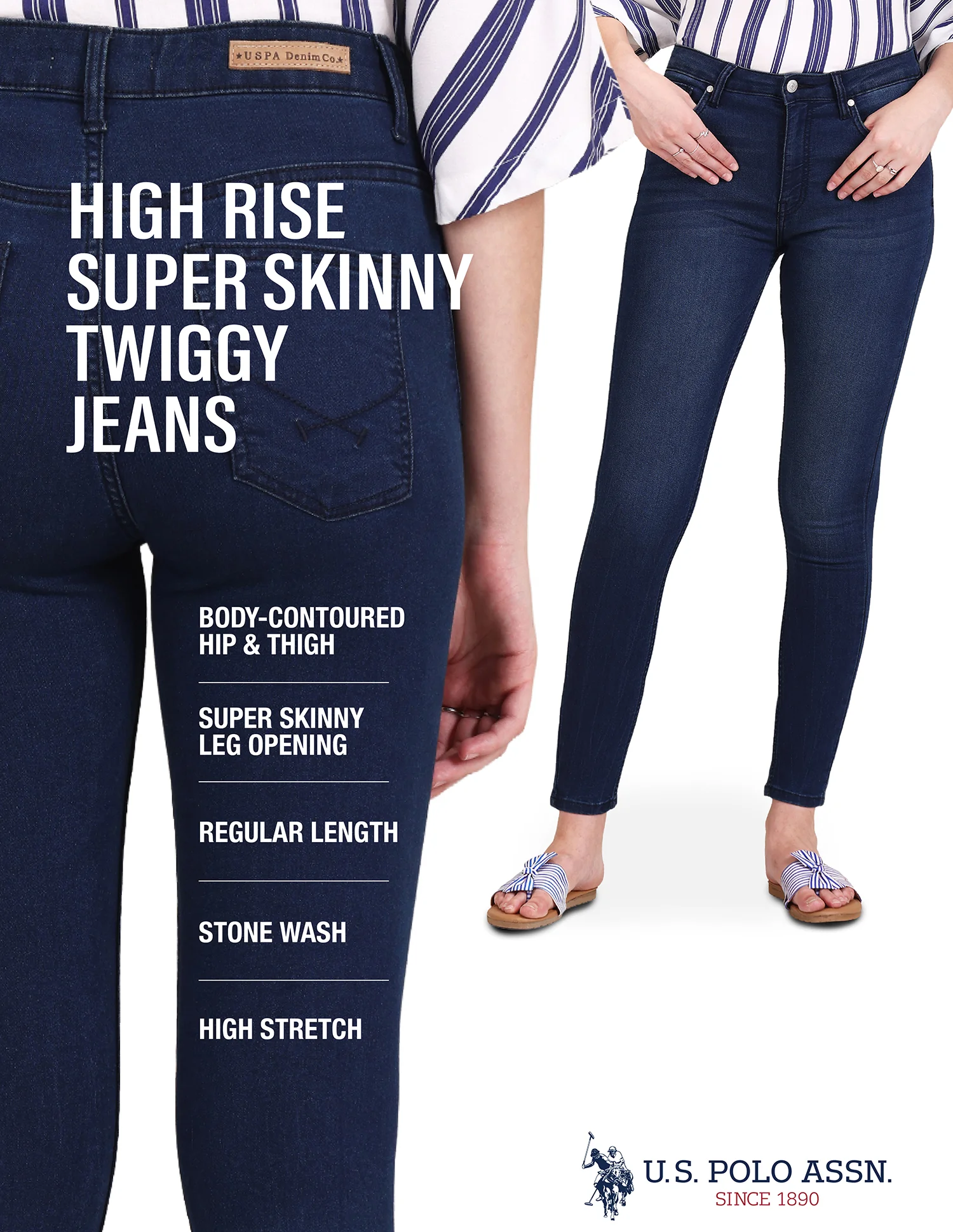 High Rise Stone Wash Jeans - Image 9