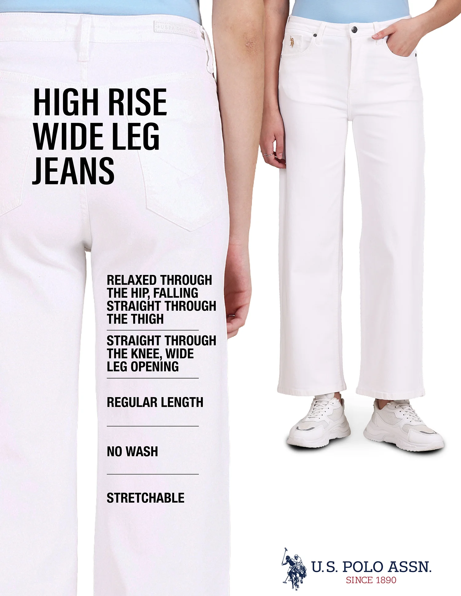 High Rise Twill Wide Leg Jeans - Image 9