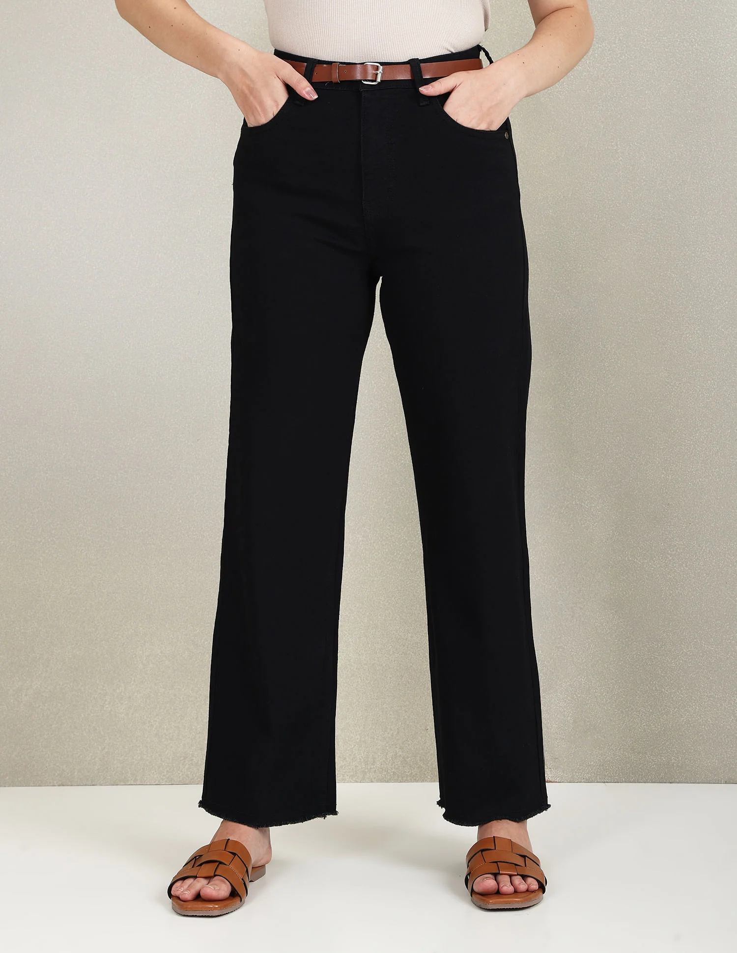 High Rise Wide Leg Rinsed Premium Jeans - Image 6
