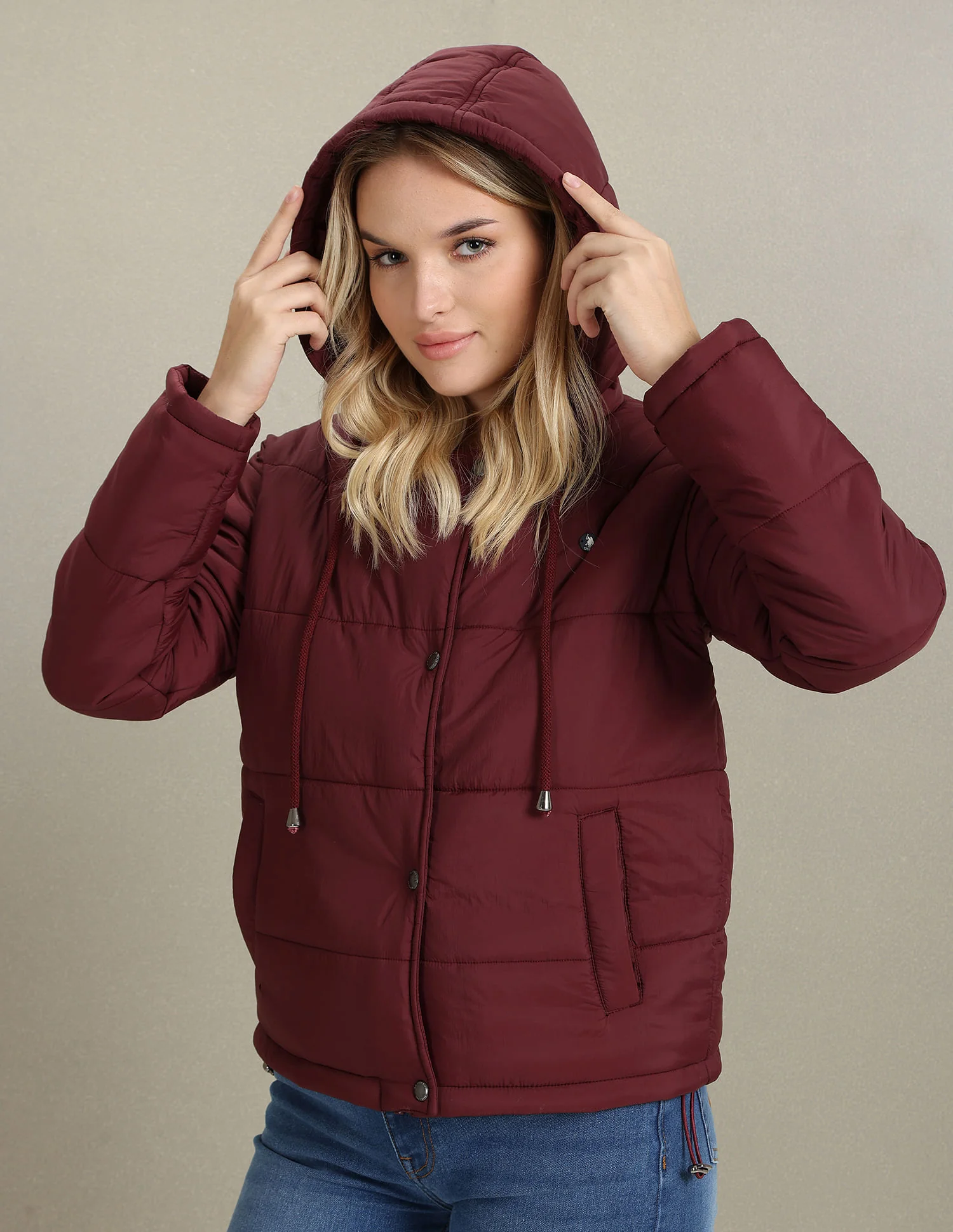 Hooded Solid Padded Jacket - Image 4