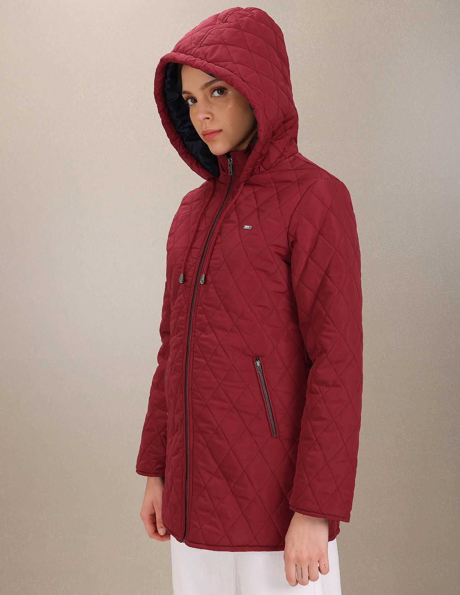 Hooded Solid Padded Longline Jacket - Image 4