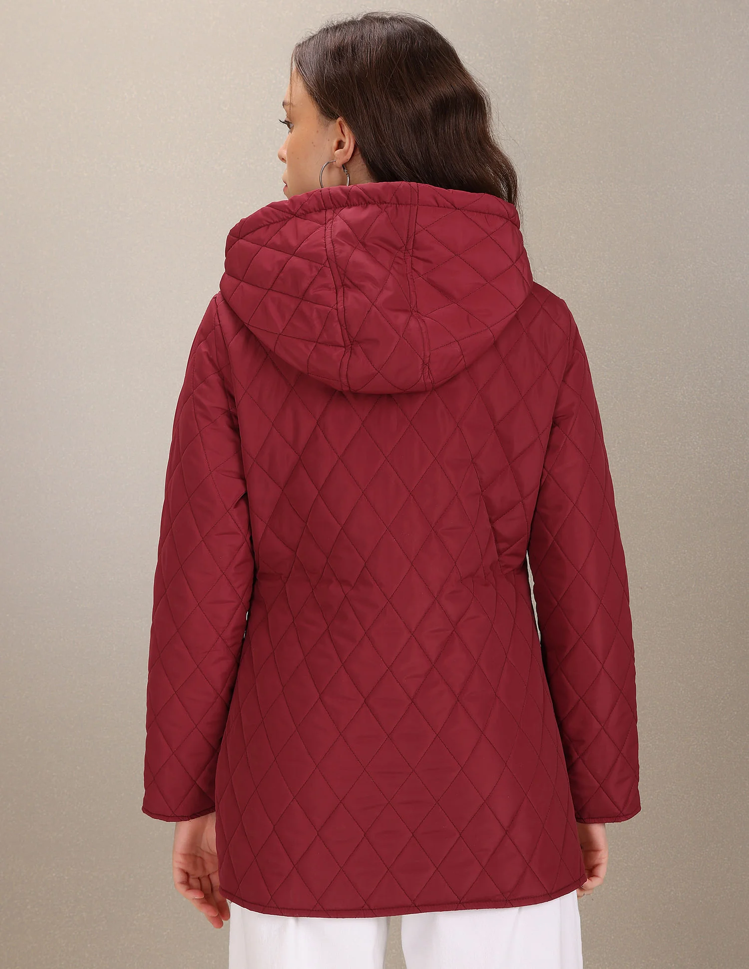 Hooded Solid Padded Longline Jacket - Image 5