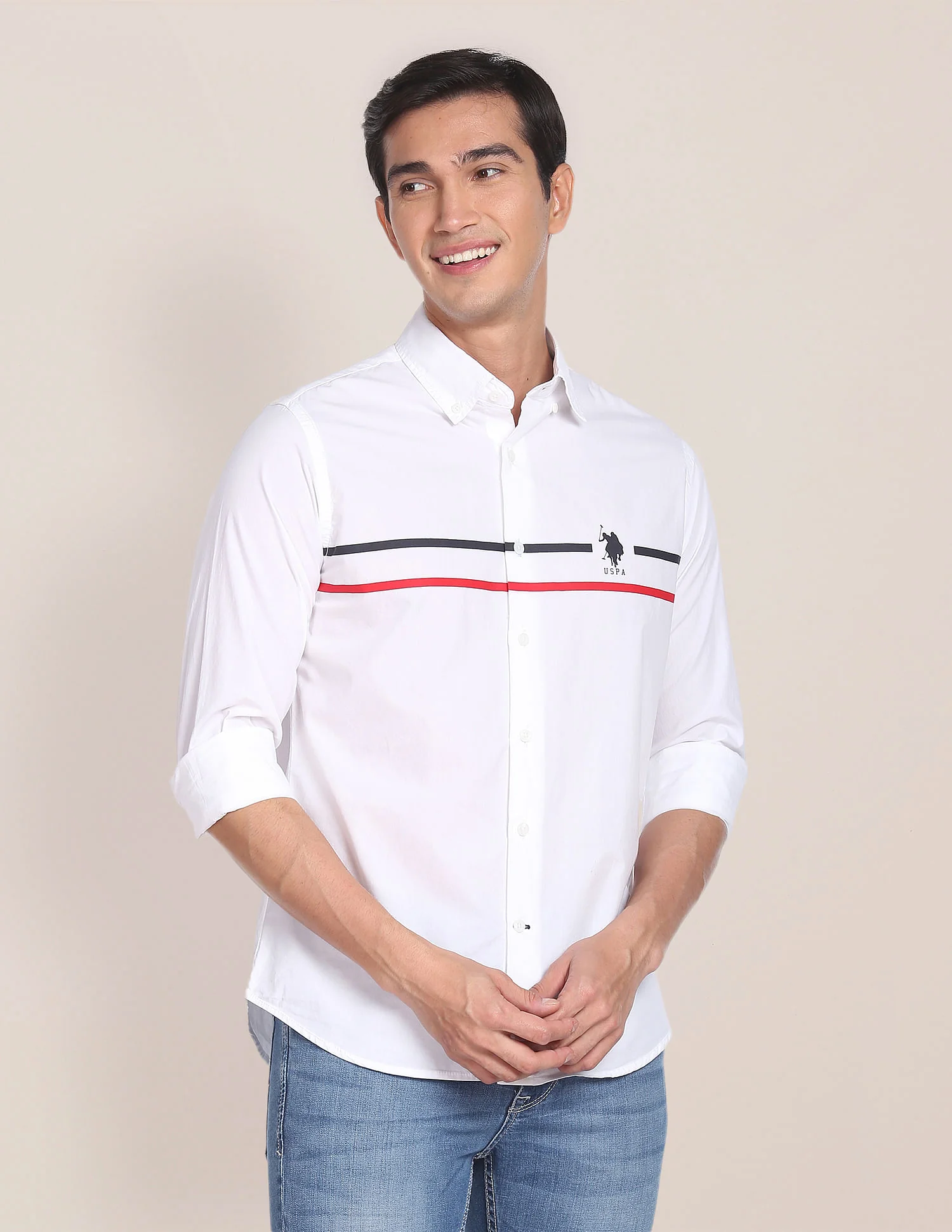 Horizontal Stripe Cotton Casual Shirt