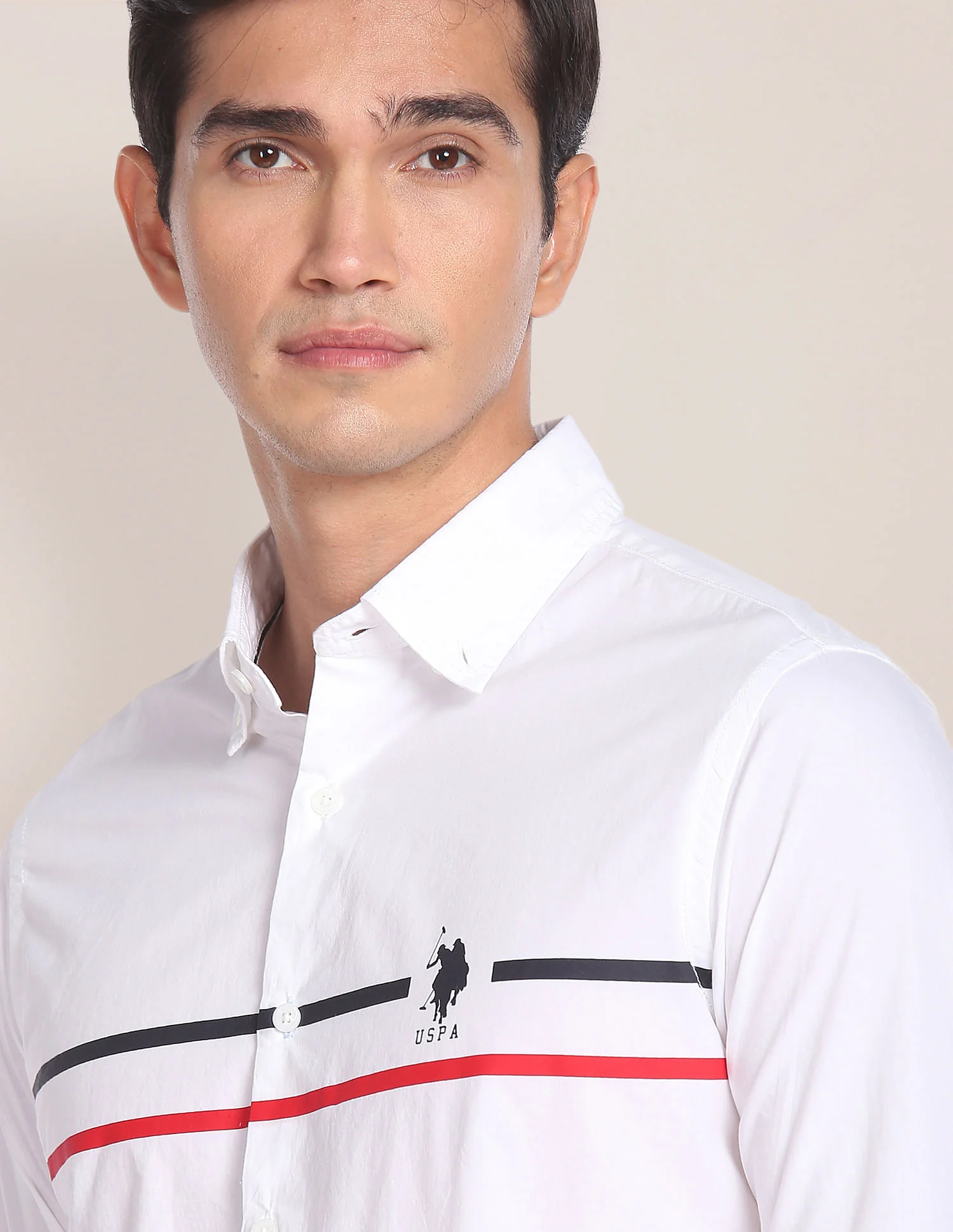 Horizontal Stripe Cotton Casual Shirt - Image 7