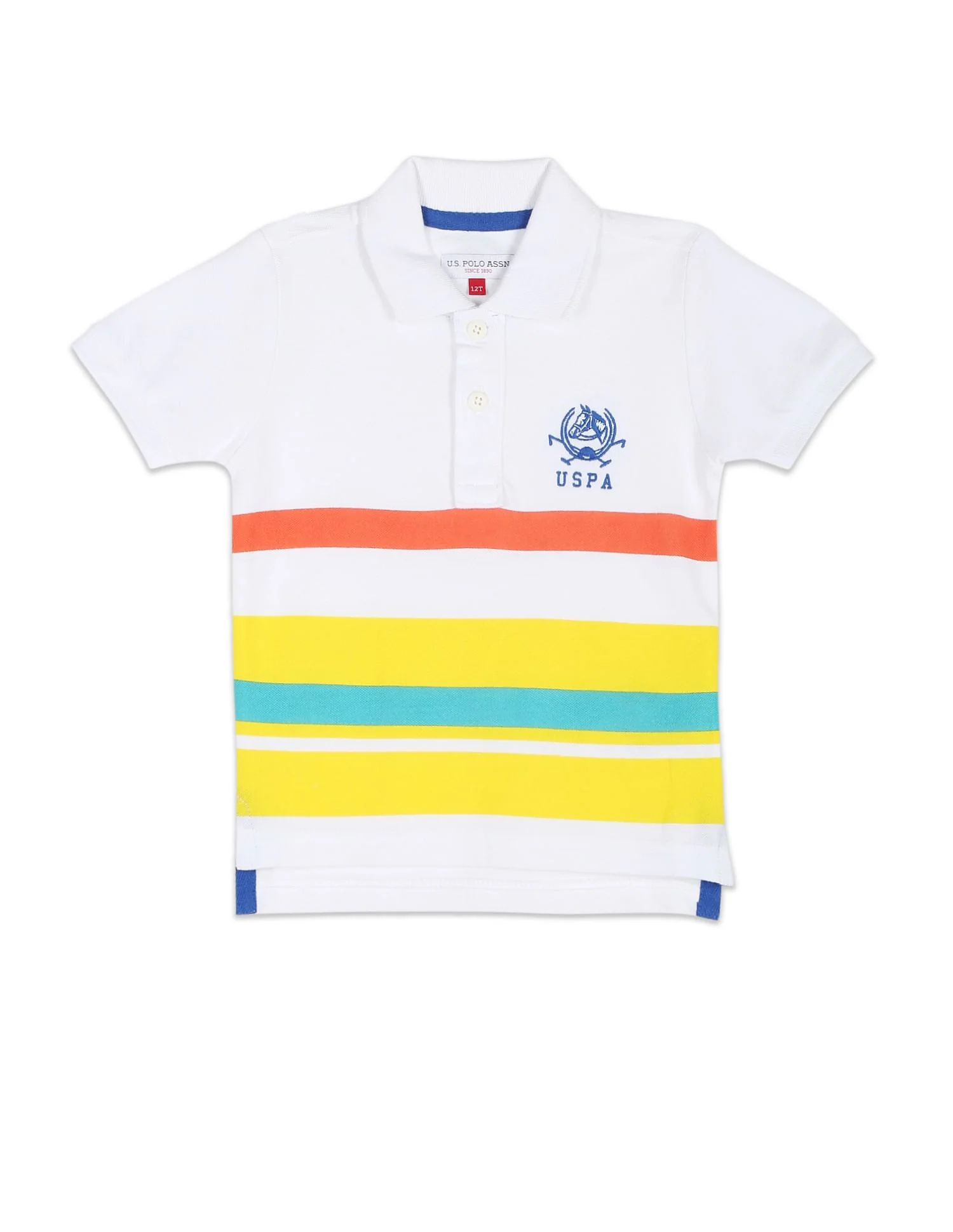 Horizontal Stripe Cotton Pique Polo Shirt