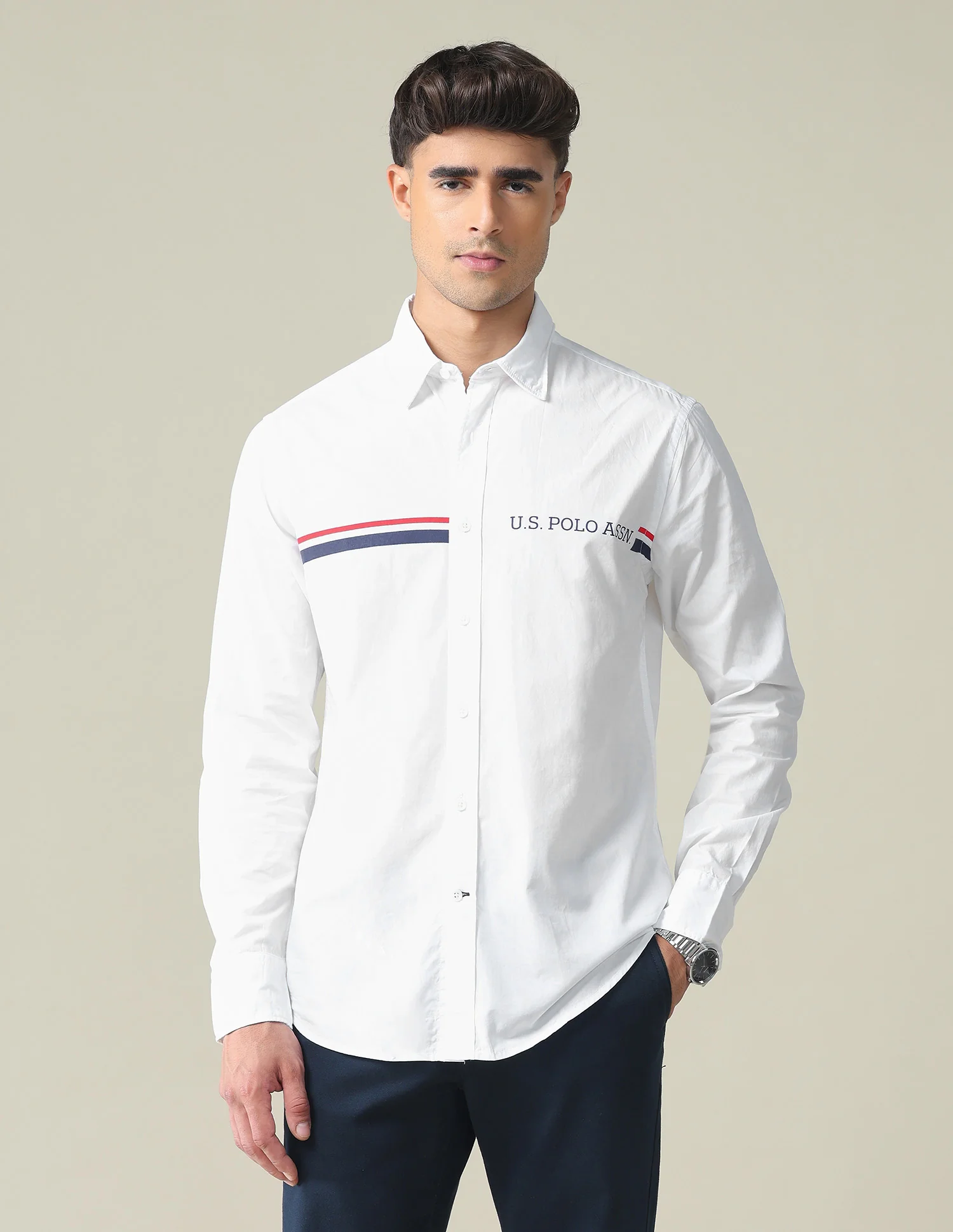 Horizontal Stripe Cotton Shirt