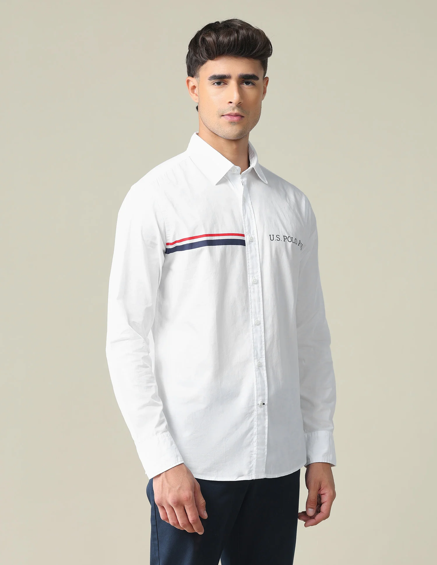 Horizontal Stripe Cotton Shirt - Image 4