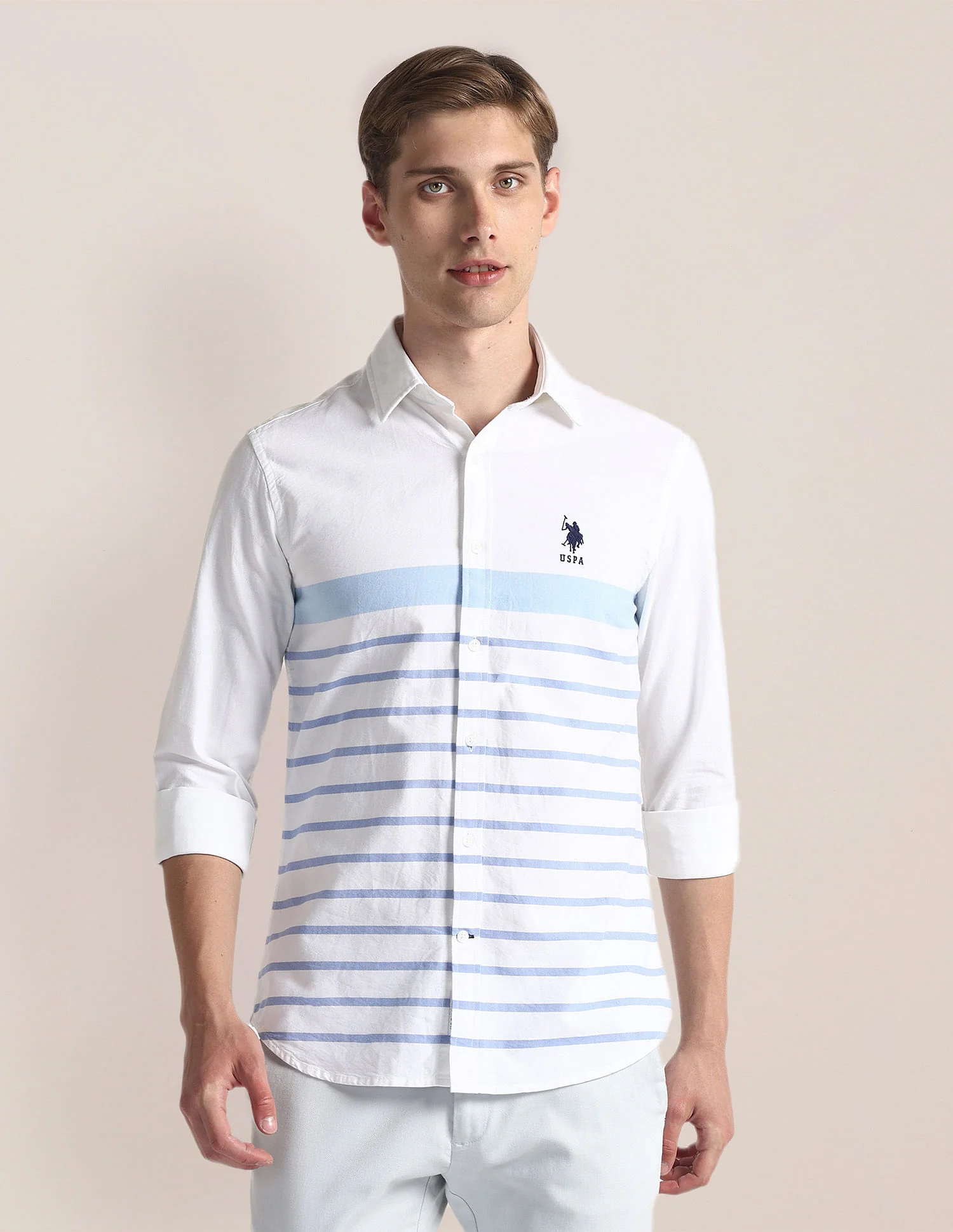 Horizontal Stripe Dobby Shirt - Image 6
