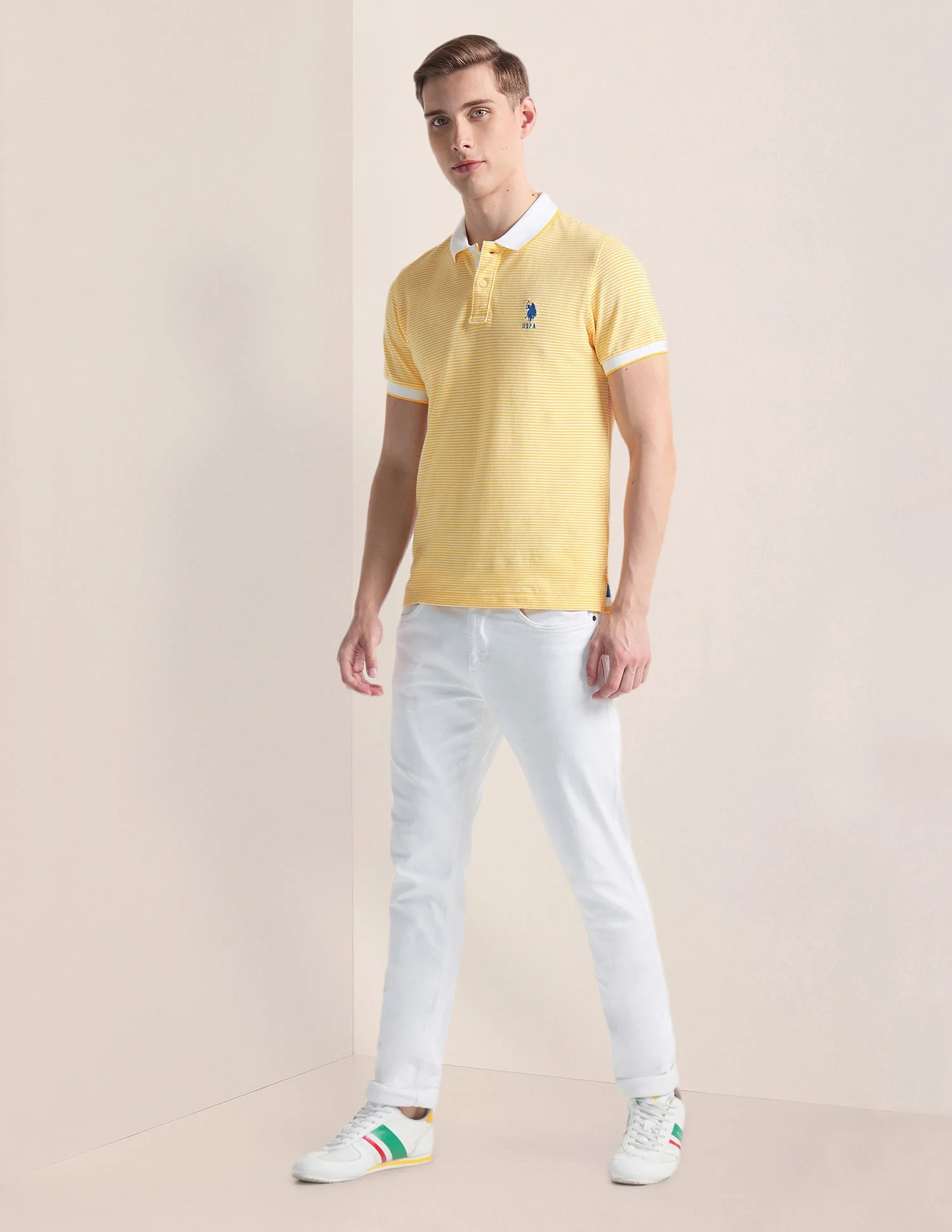 Horizontal Stripe Logo Polo Shirt - Image 3