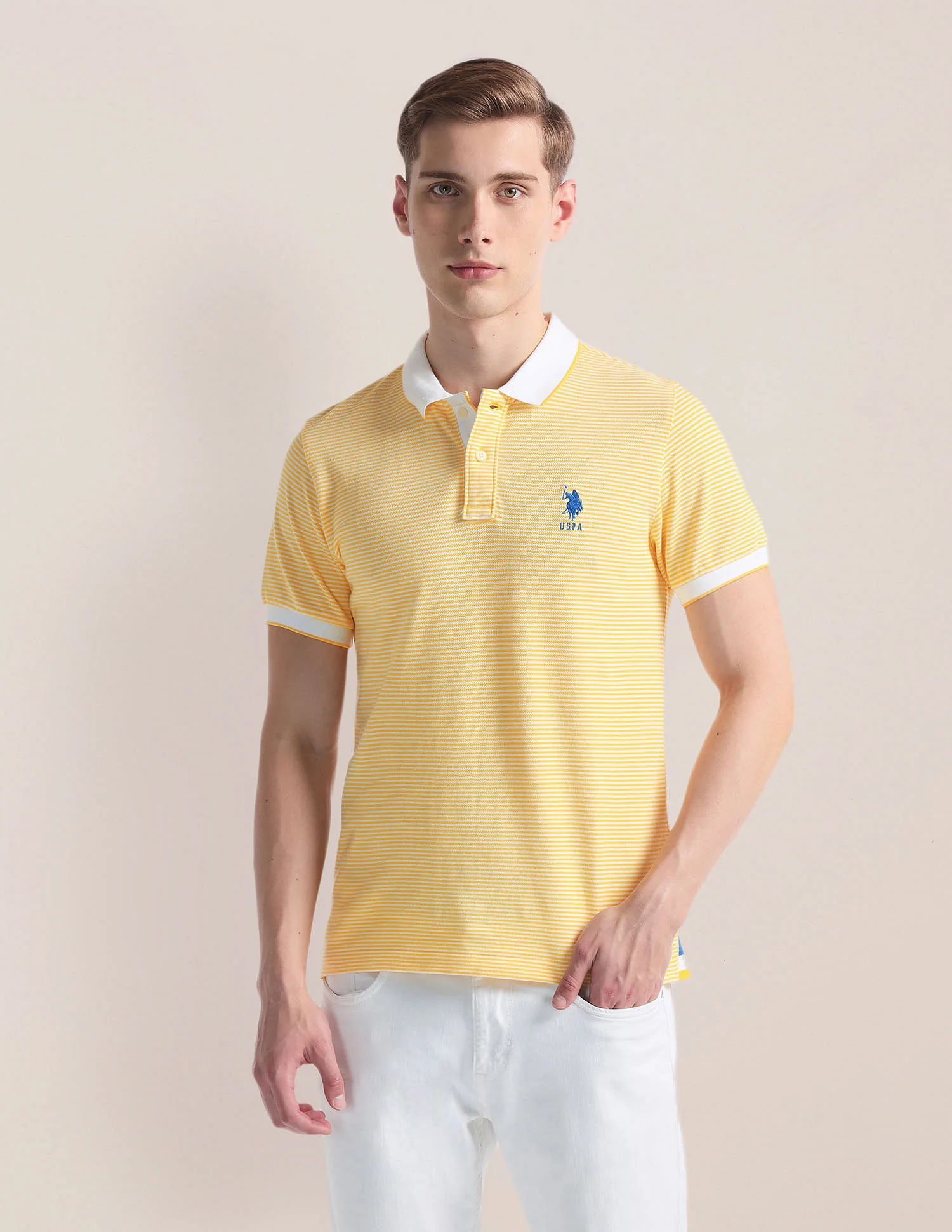 Horizontal Stripe Logo Polo Shirt - Image 6