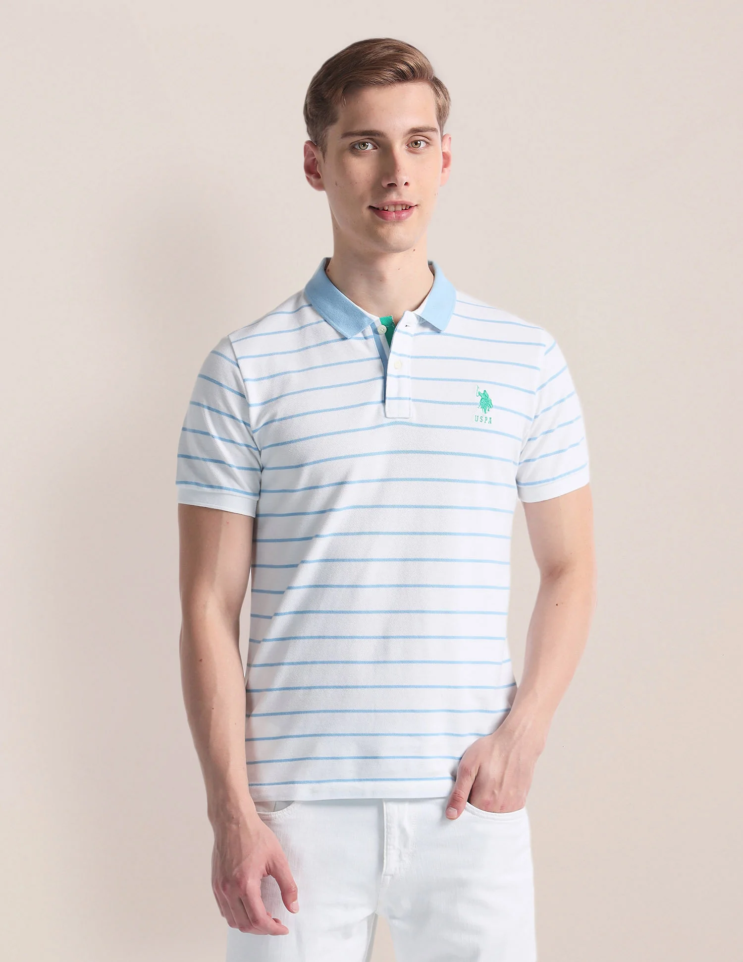 Horizontal Stripe Logo Polo Shirt