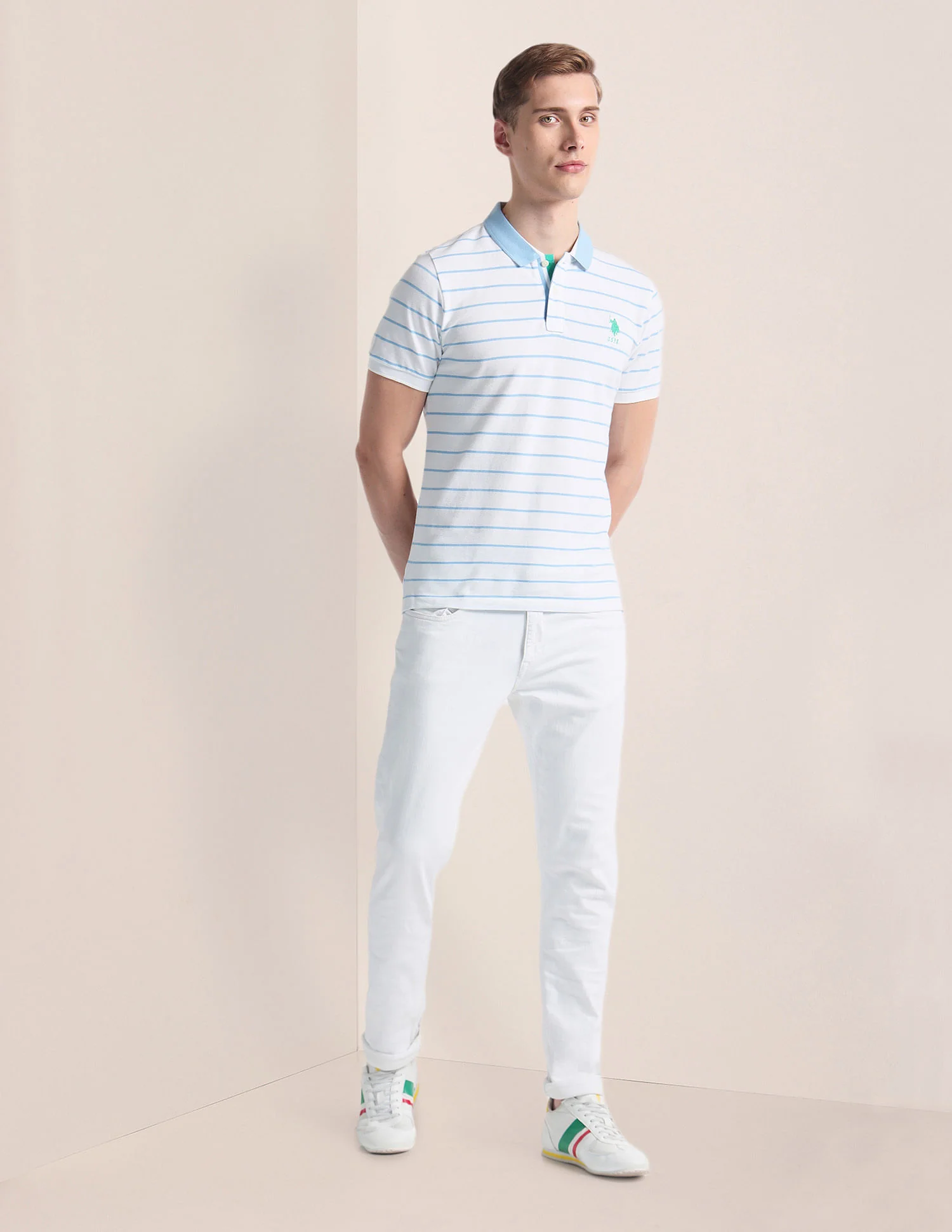 Horizontal Stripe Logo Polo Shirt - Image 3